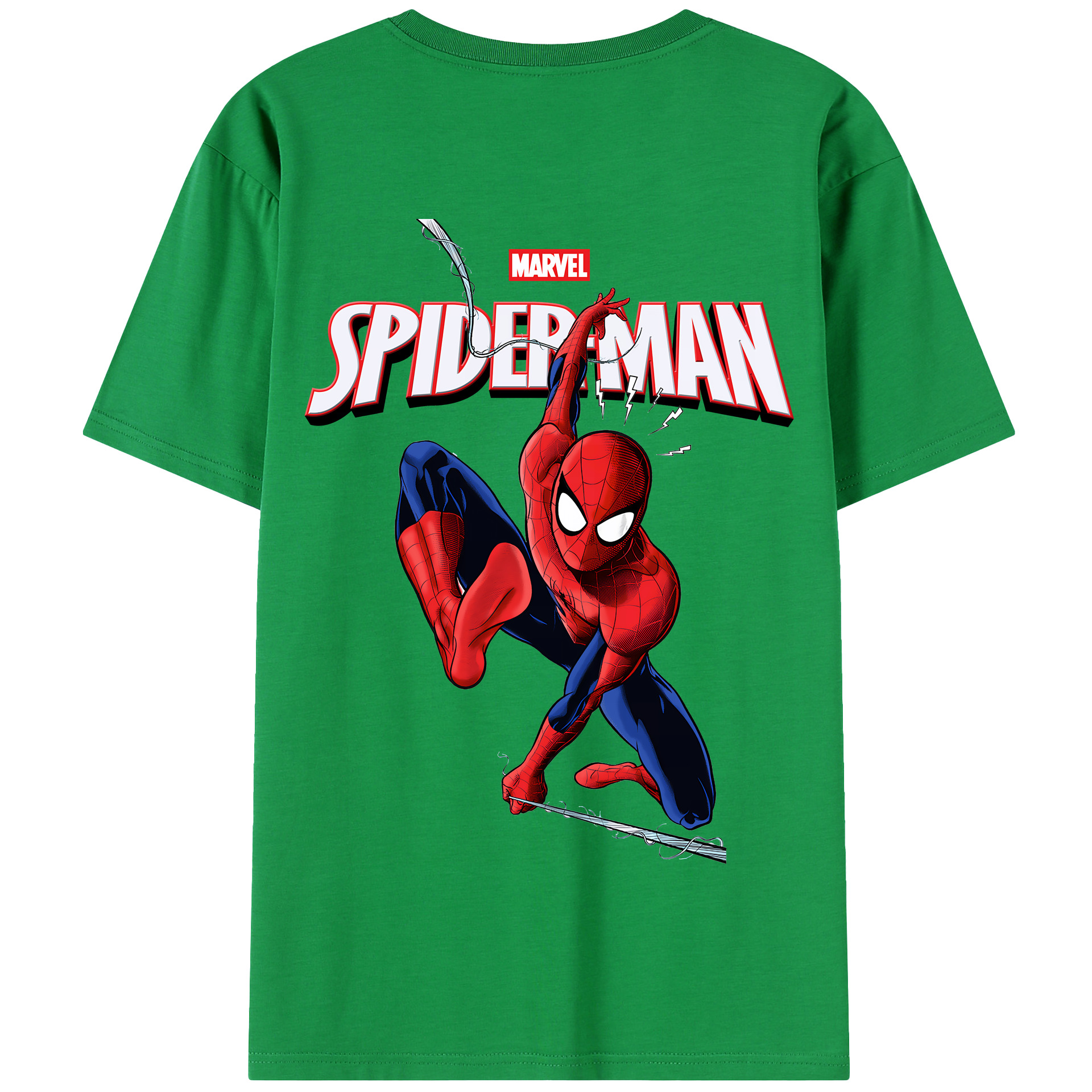 （画像用） Spider Man スパイダーマン 綿100％半袖Tシャツ（背面プリント）