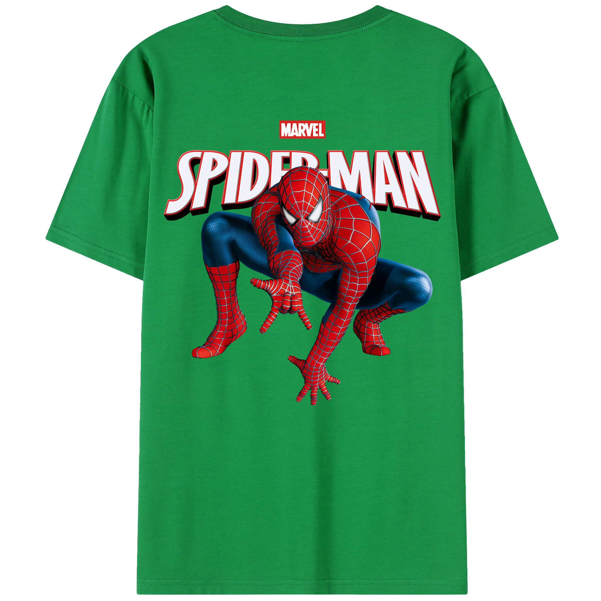 （画像用） Spider Man スパイダーマン 綿100％半袖Tシャツ（背面プリント）