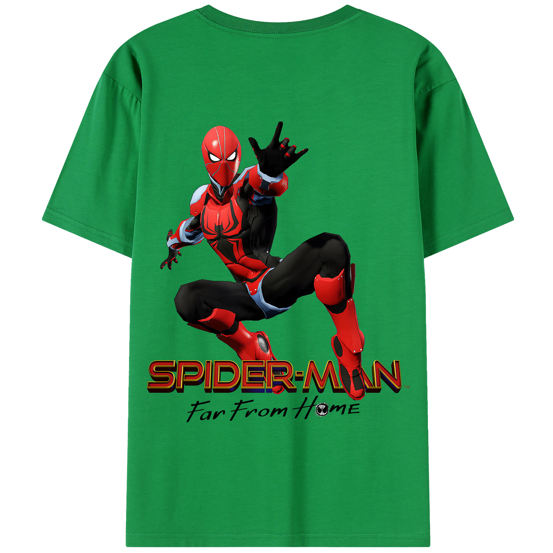 （画像用） Spider Man スパイダーマン 綿100％半袖Tシャツ（背面プリント）