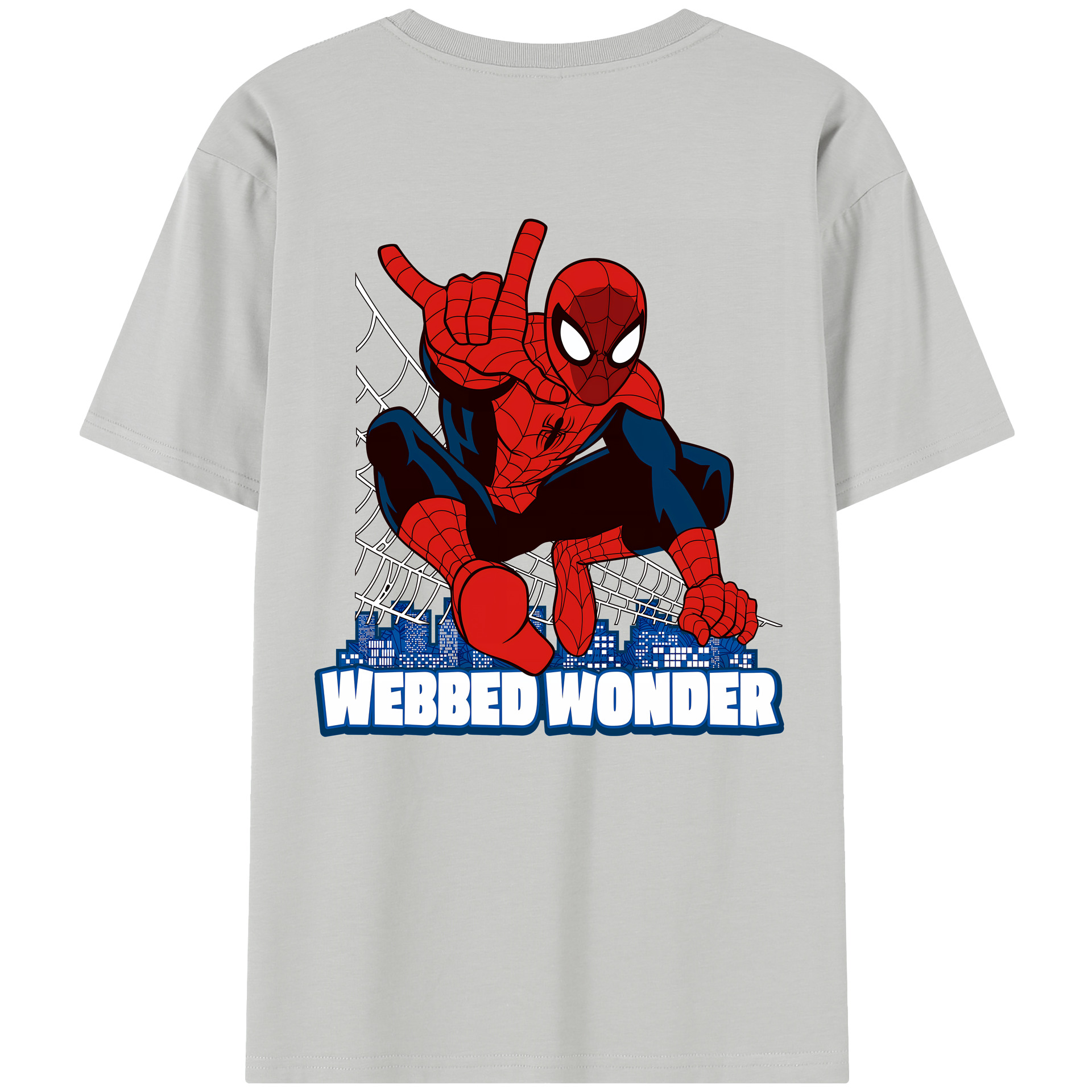 （画像用） Spider Man スパイダーマン 綿100％半袖Tシャツ（背面プリント）