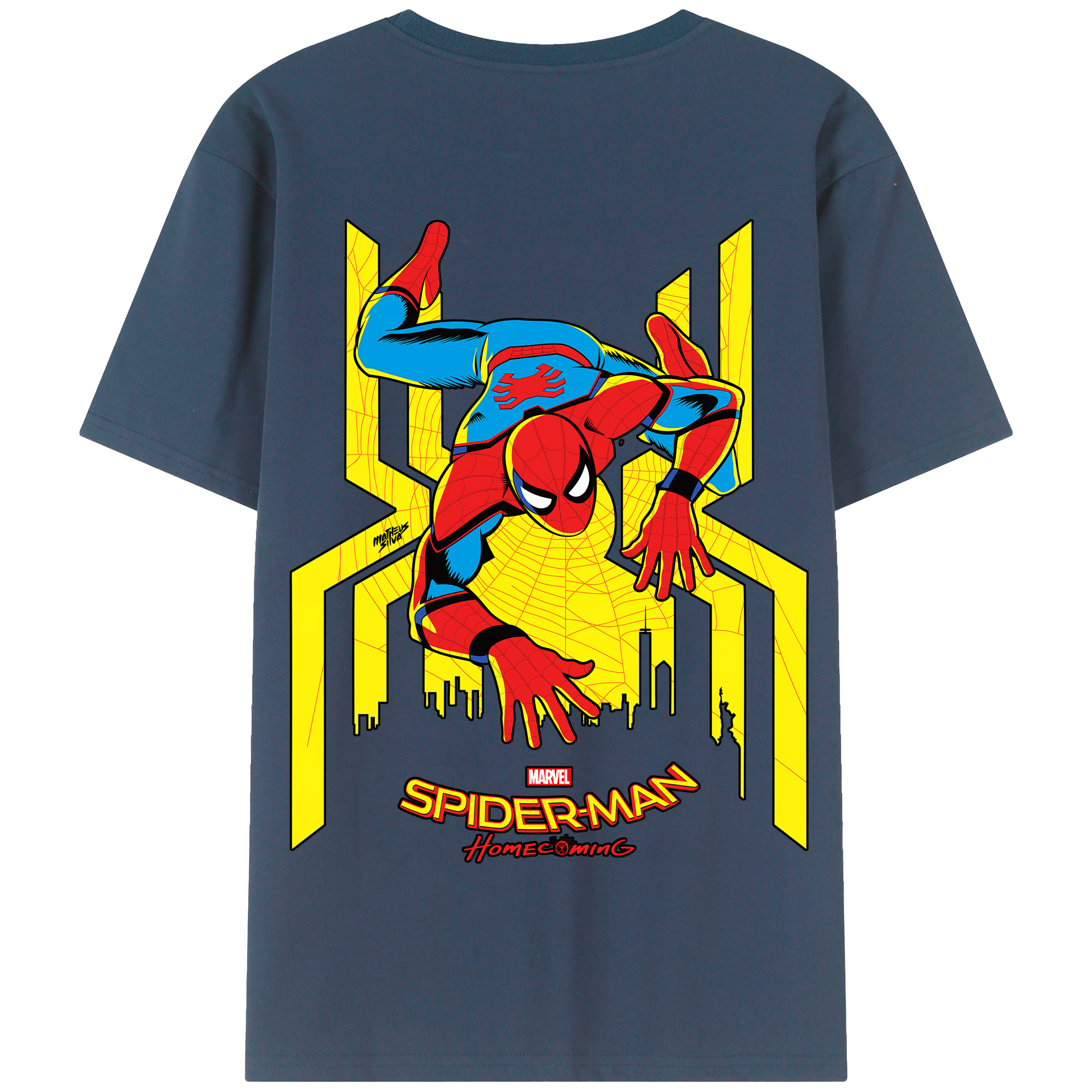 （画像用） Spider Man スパイダーマン 綿100％半袖Tシャツ（背面プリント）