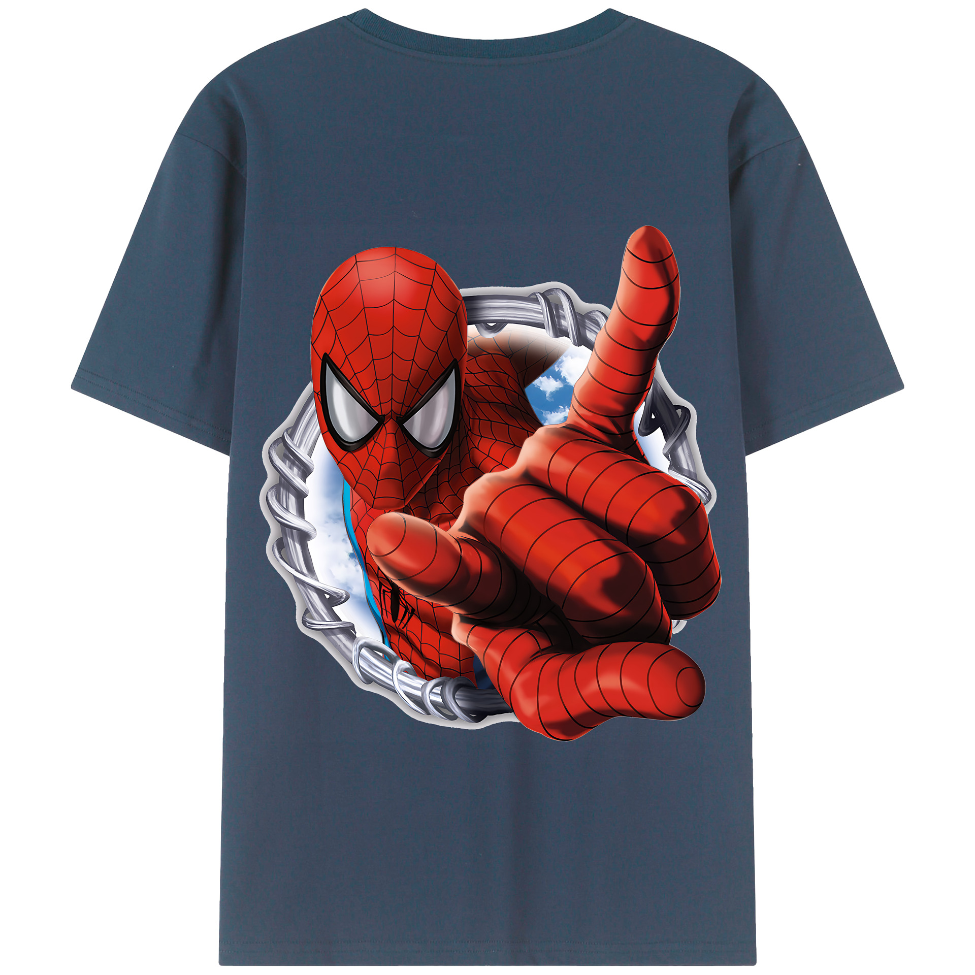 （画像用） Spider Man スパイダーマン 綿100％半袖Tシャツ（背面プリント）