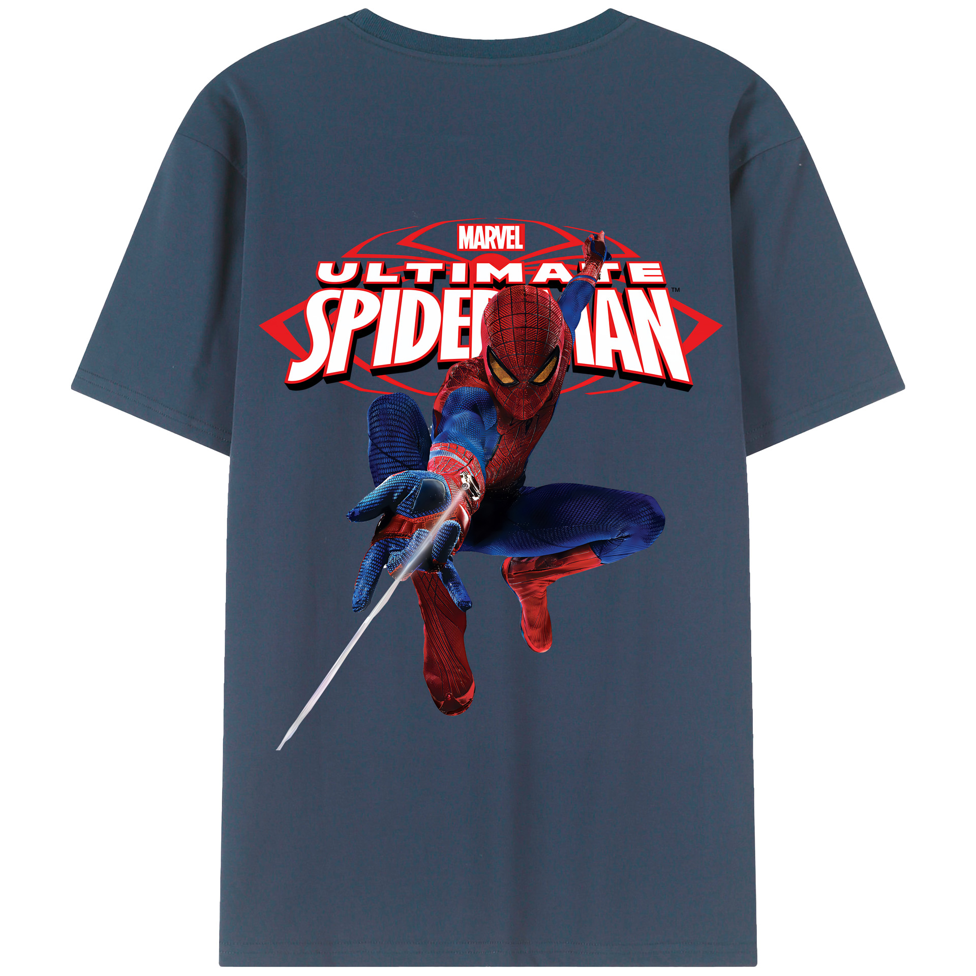 （画像用） Spider Man スパイダーマン 綿100％半袖Tシャツ（背面プリント）