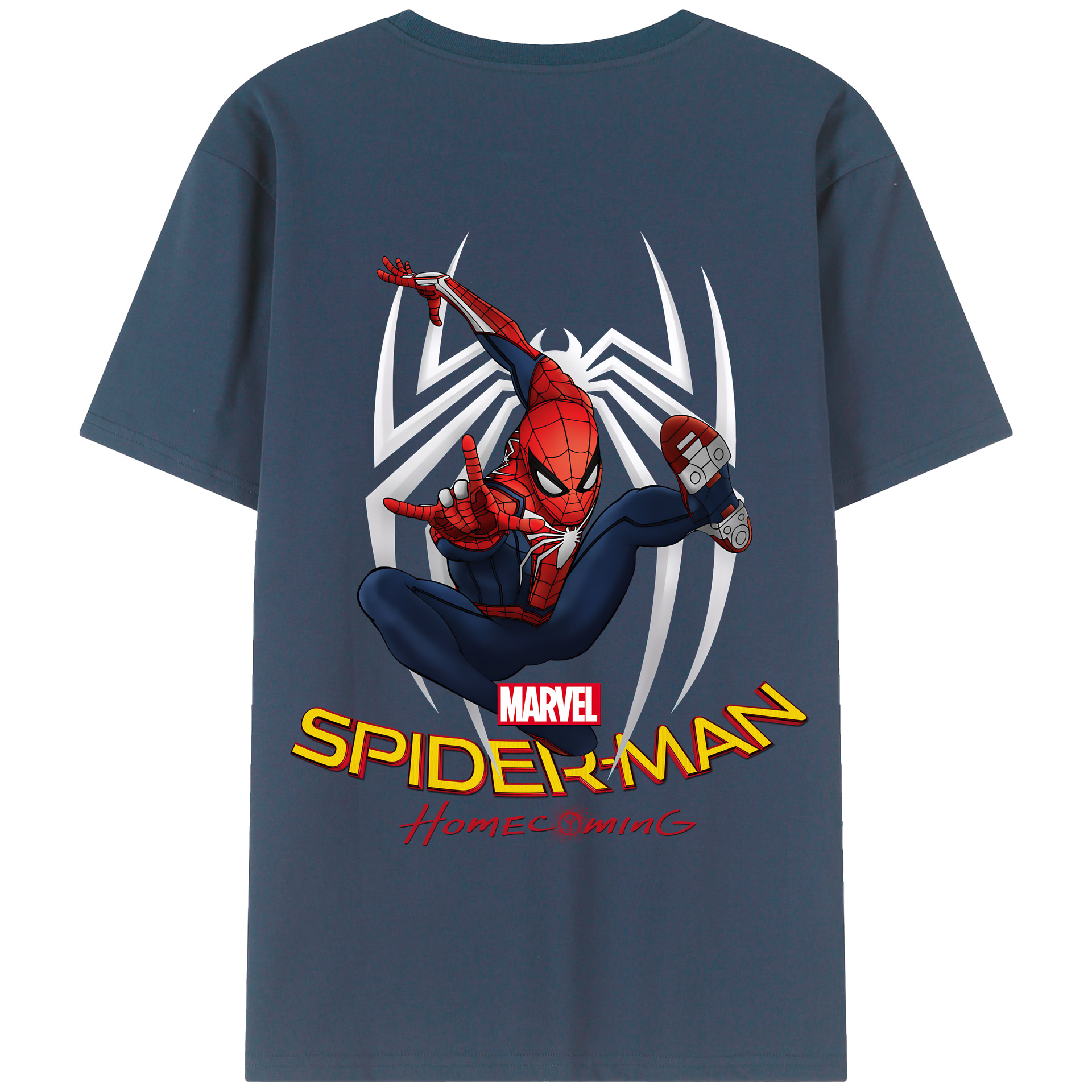 （画像用） Spider Man スパイダーマン 綿100％半袖Tシャツ（背面プリント）