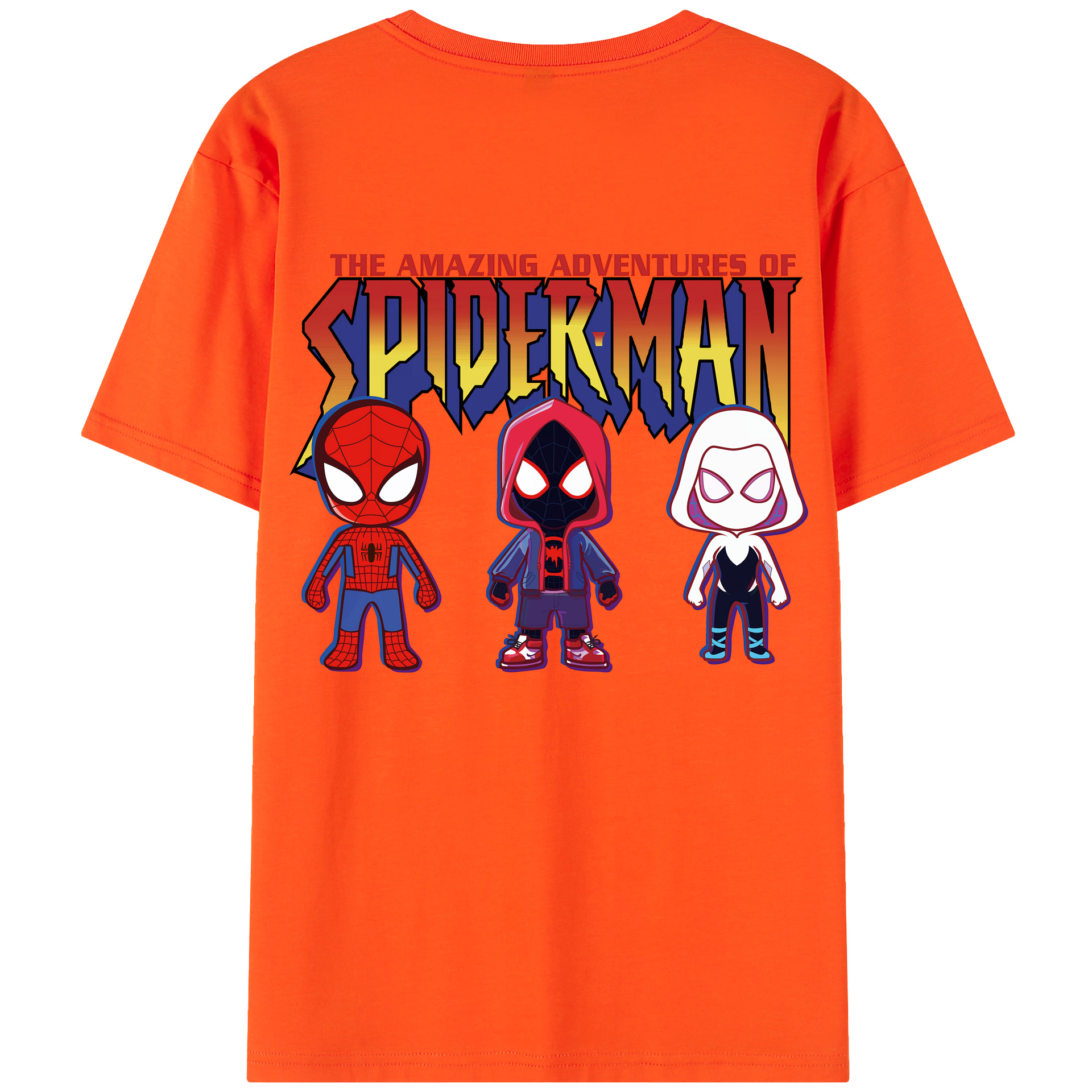 （画像用） Spider Man スパイダーマン 綿100％半袖Tシャツ（背面プリント）