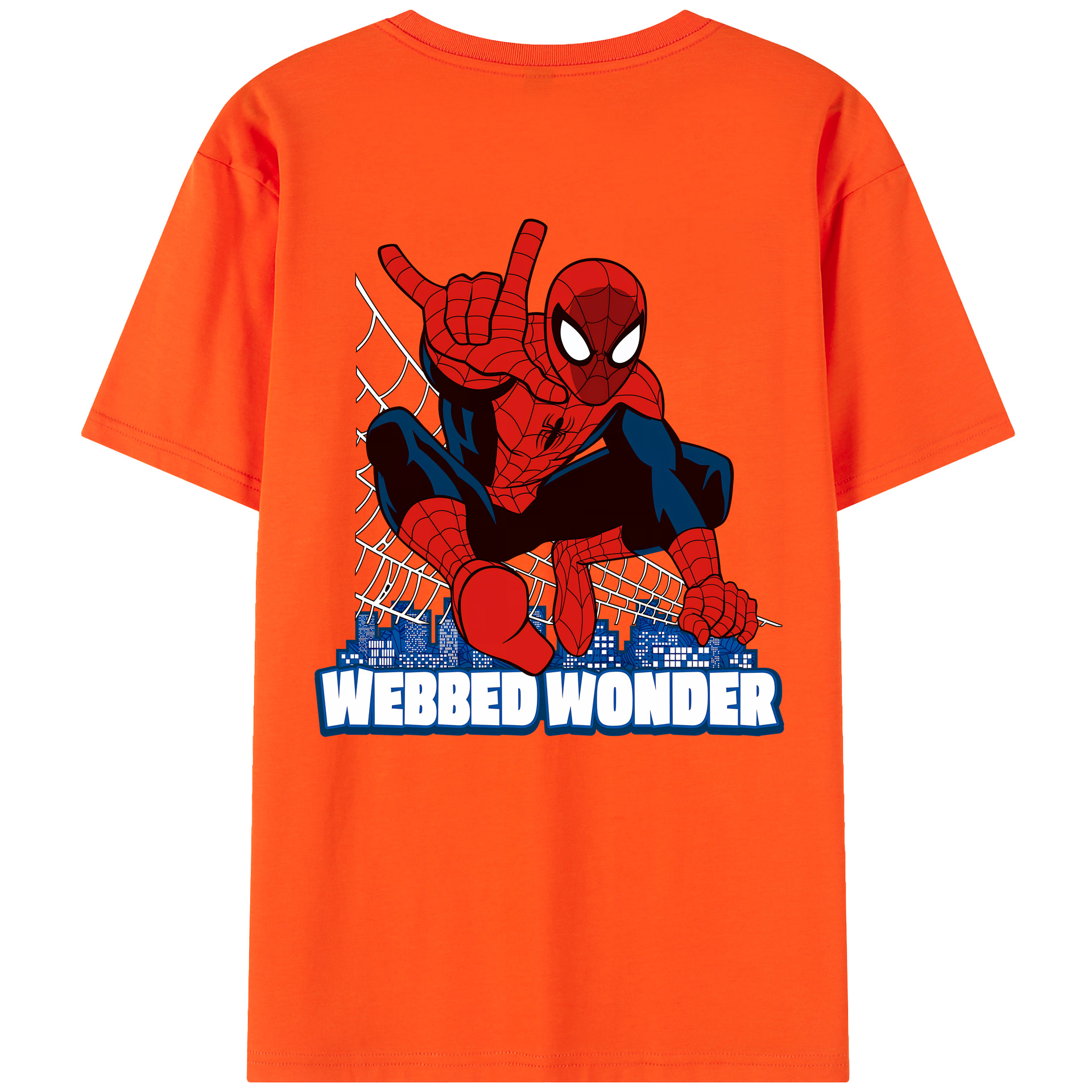 （画像用） Spider Man スパイダーマン 綿100％半袖Tシャツ（背面プリント）