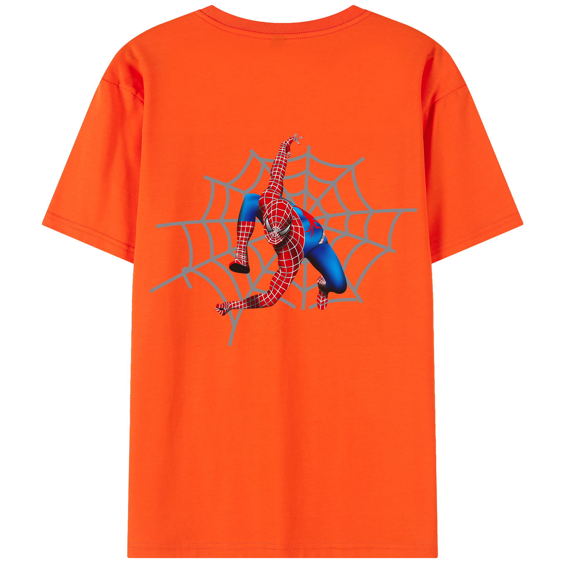 （画像用） Spider Man スパイダーマン 綿100％半袖Tシャツ（背面プリント）