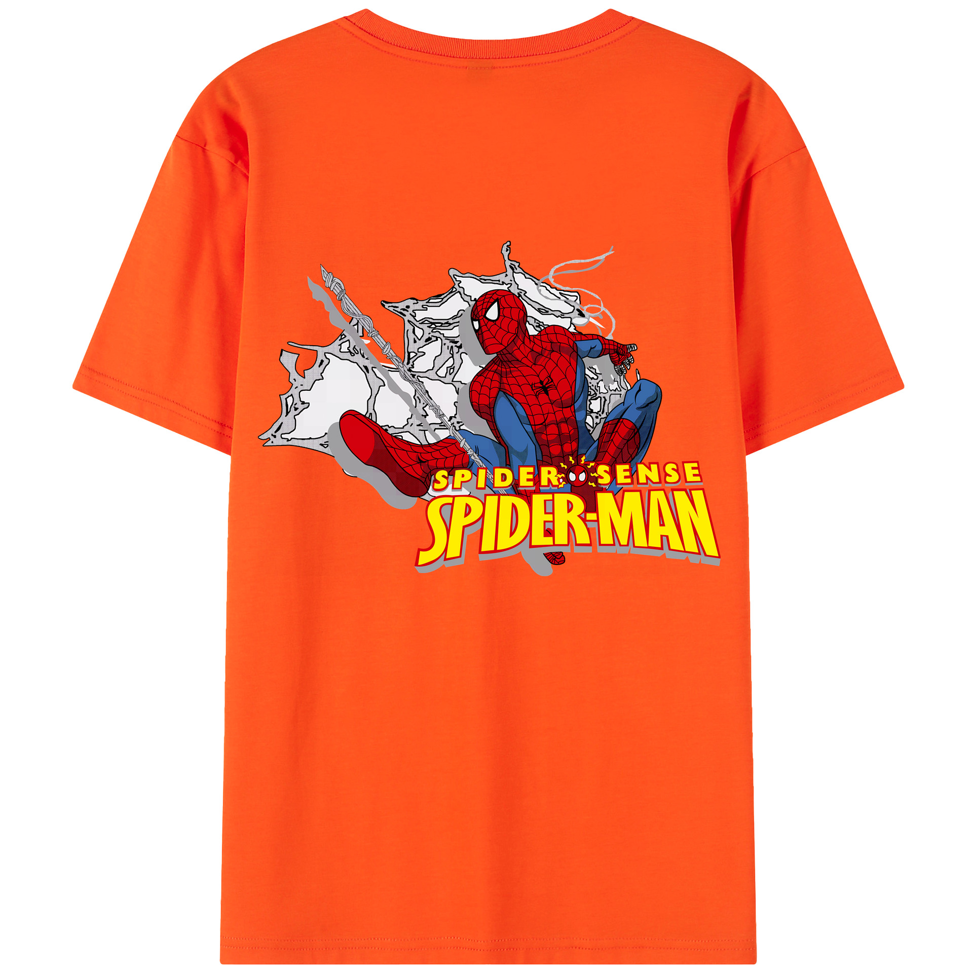 （画像用） Spider Man スパイダーマン 綿100％半袖Tシャツ（背面プリント）