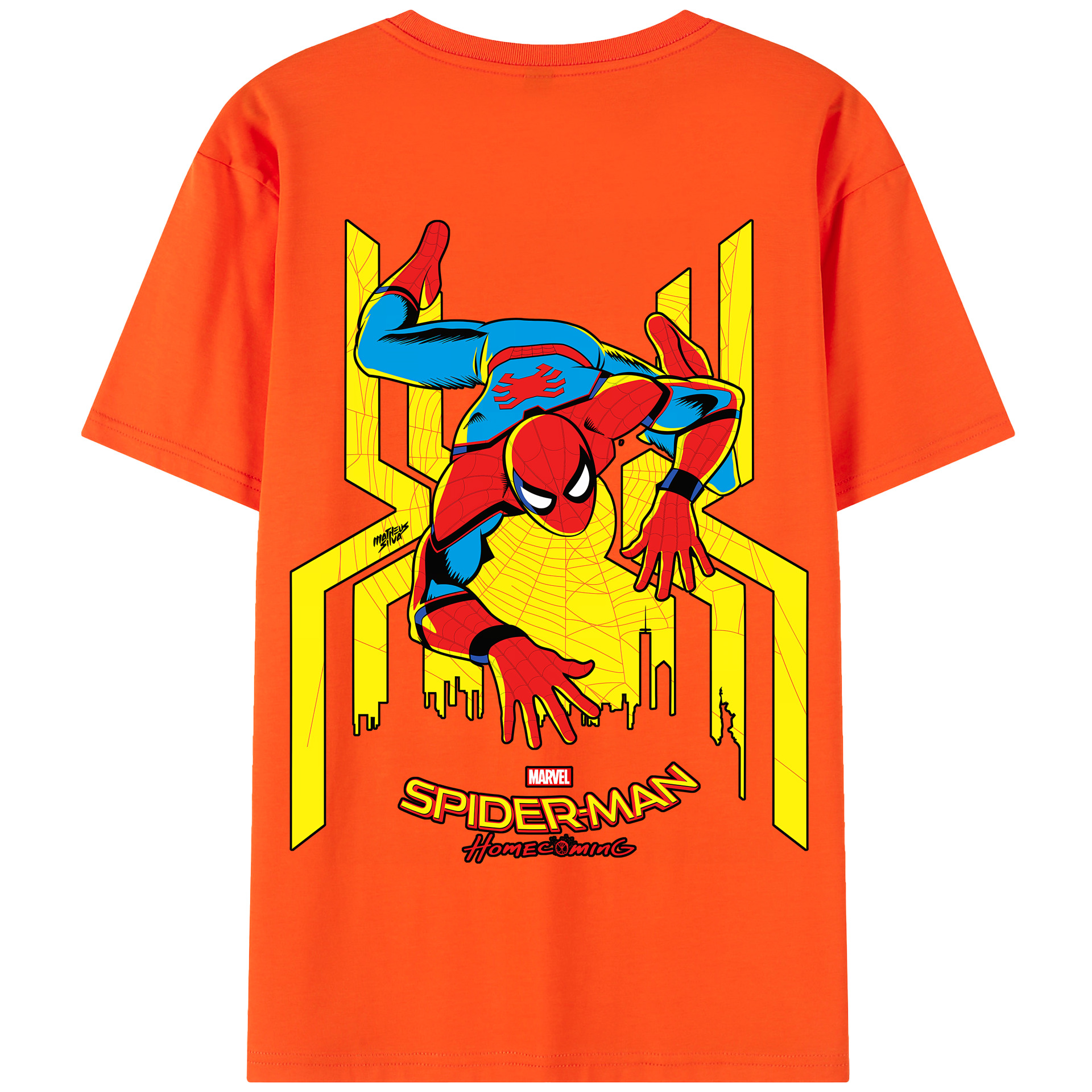 （画像用） Spider Man スパイダーマン 綿100％半袖Tシャツ（背面プリント）