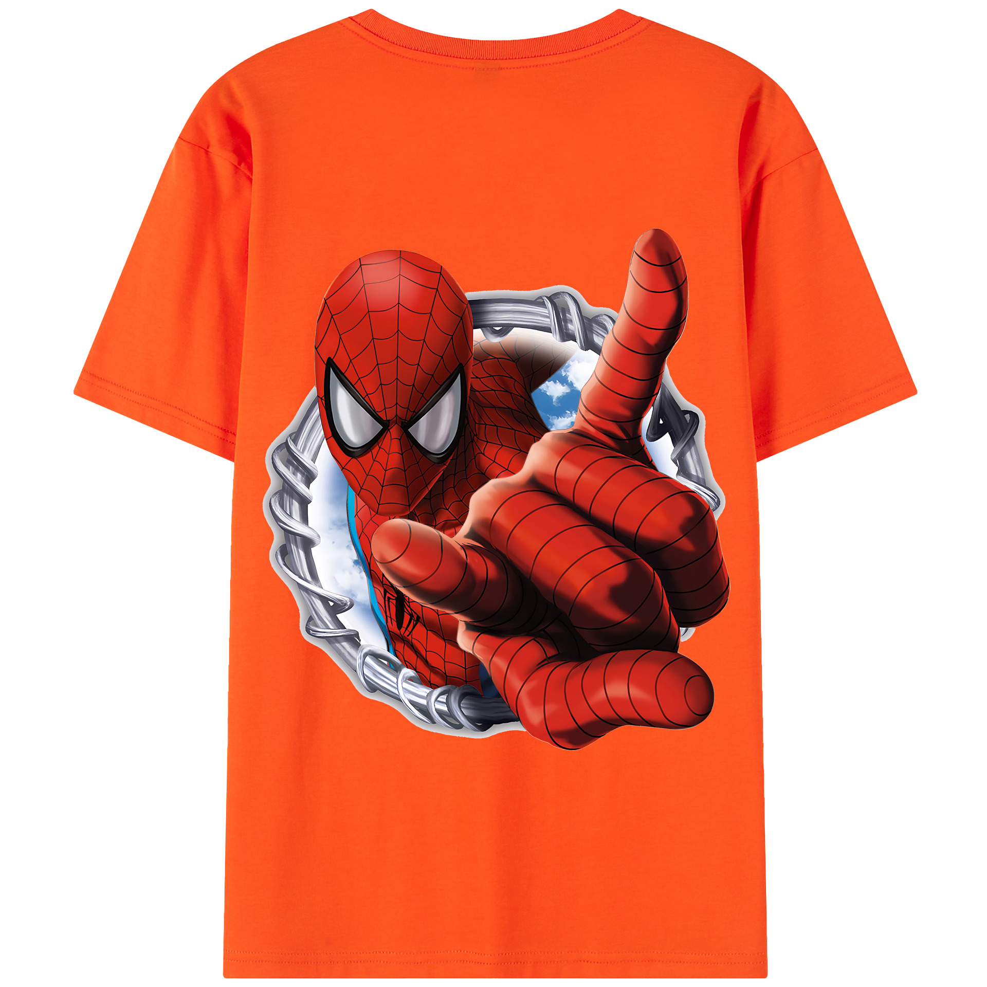 （画像用） Spider Man スパイダーマン 綿100％半袖Tシャツ（背面プリント）