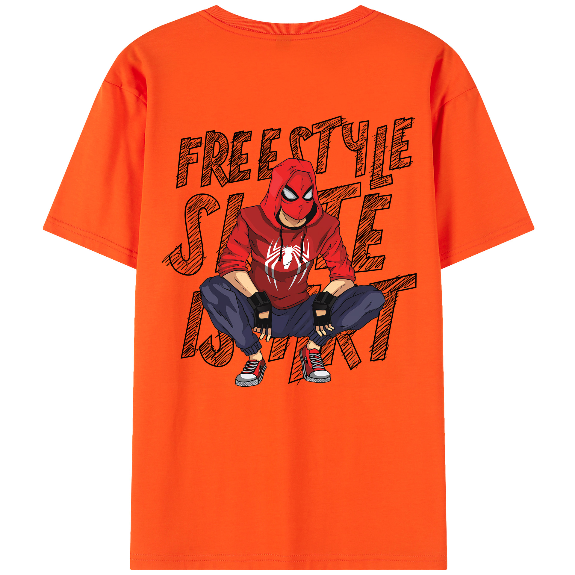 （画像用） Spider Man スパイダーマン 綿100％半袖Tシャツ（背面プリント）