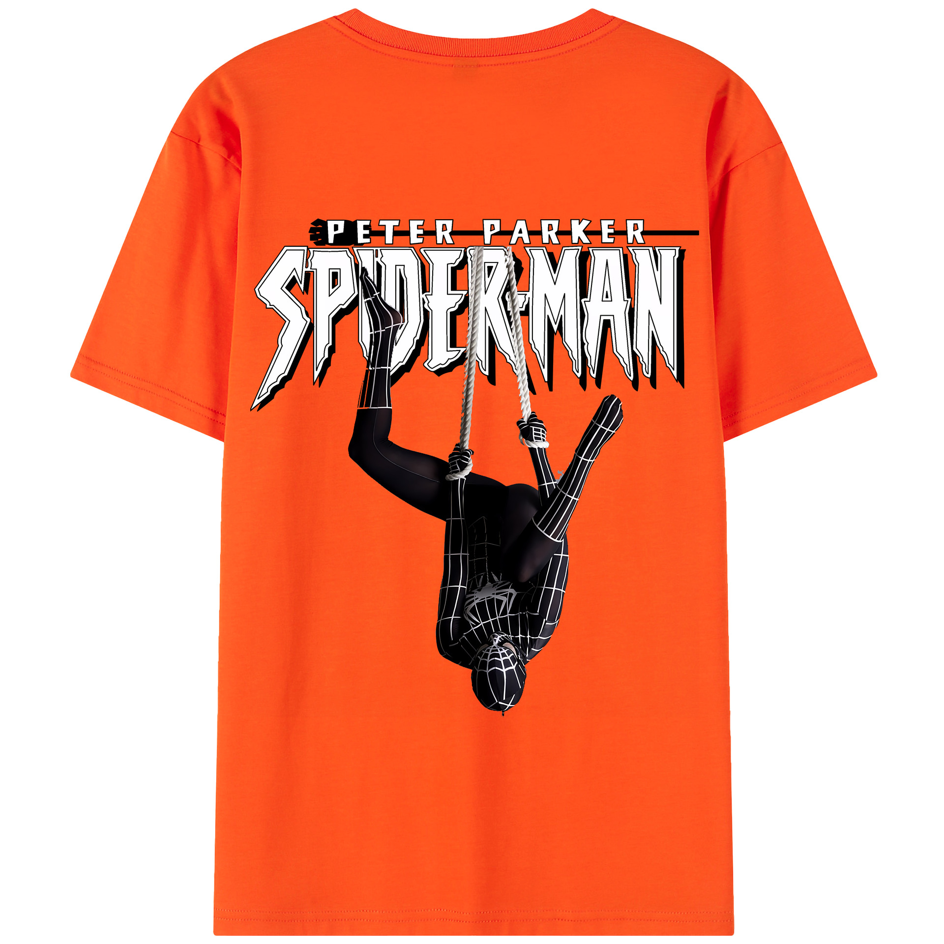 （画像用） Spider Man スパイダーマン 綿100％半袖Tシャツ（背面プリント）