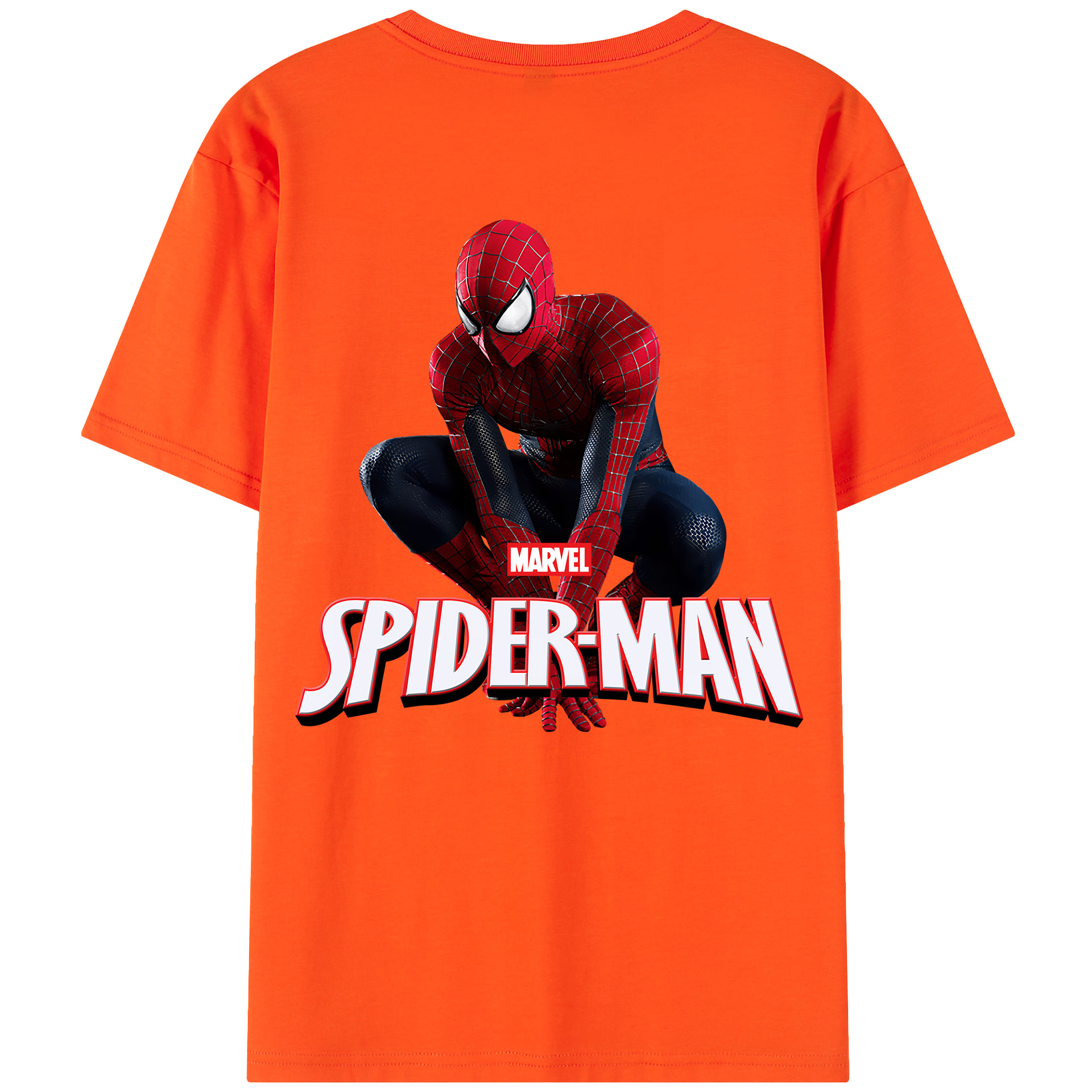 （画像用） Spider Man スパイダーマン 綿100％半袖Tシャツ（背面プリント）