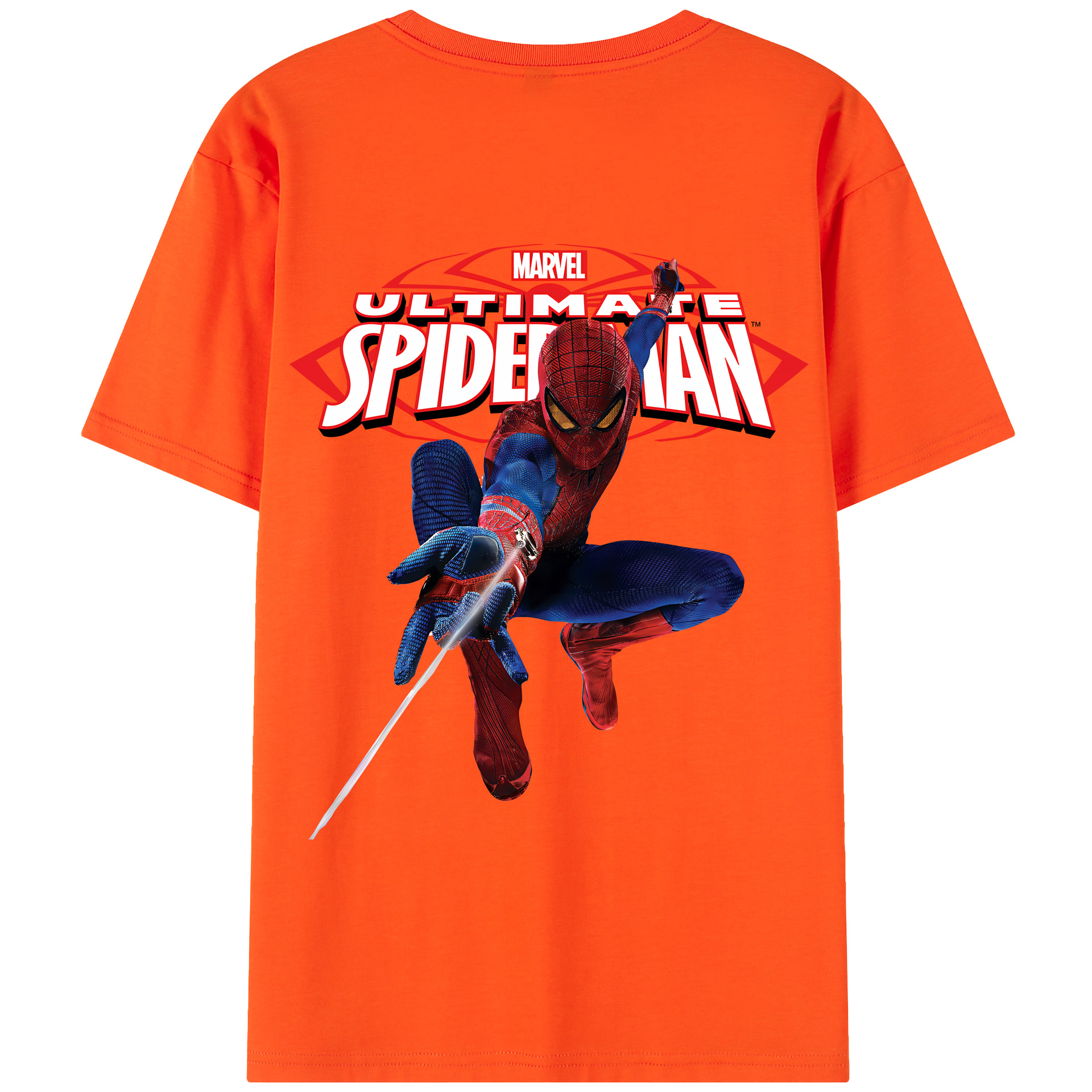 （画像用） Spider Man スパイダーマン 綿100％半袖Tシャツ（背面プリント）