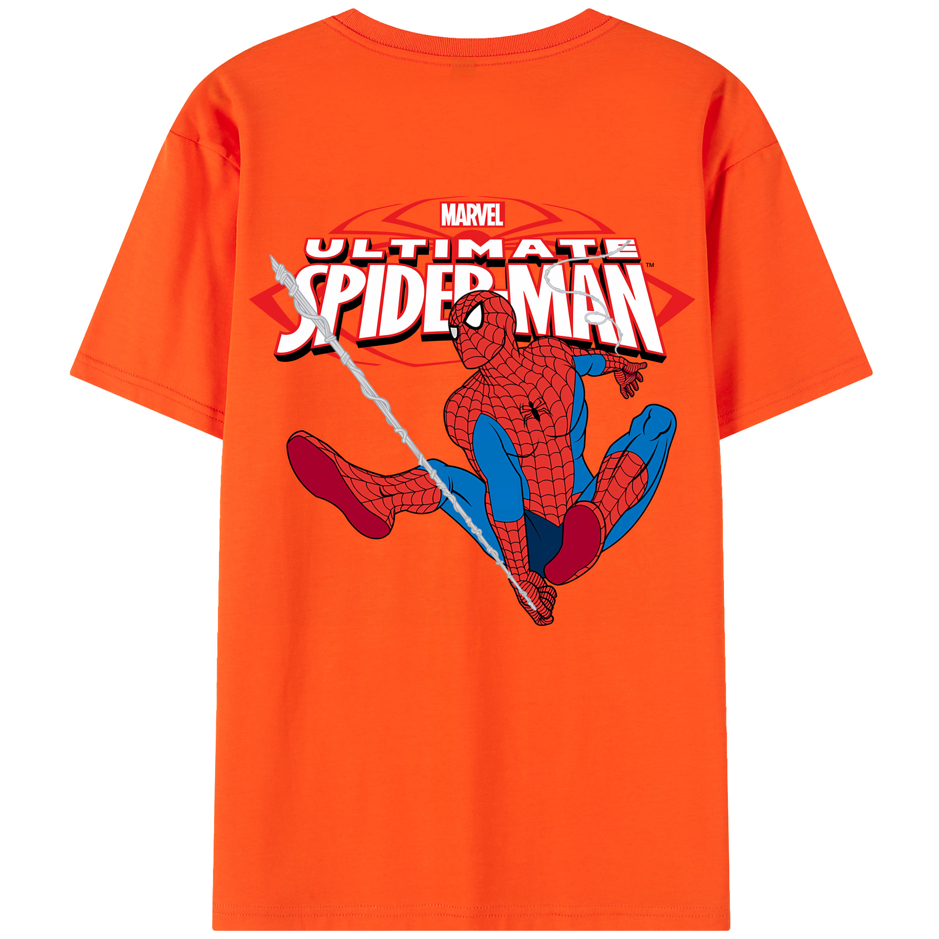 （画像用） Spider Man スパイダーマン 綿100％半袖Tシャツ（背面プリント）