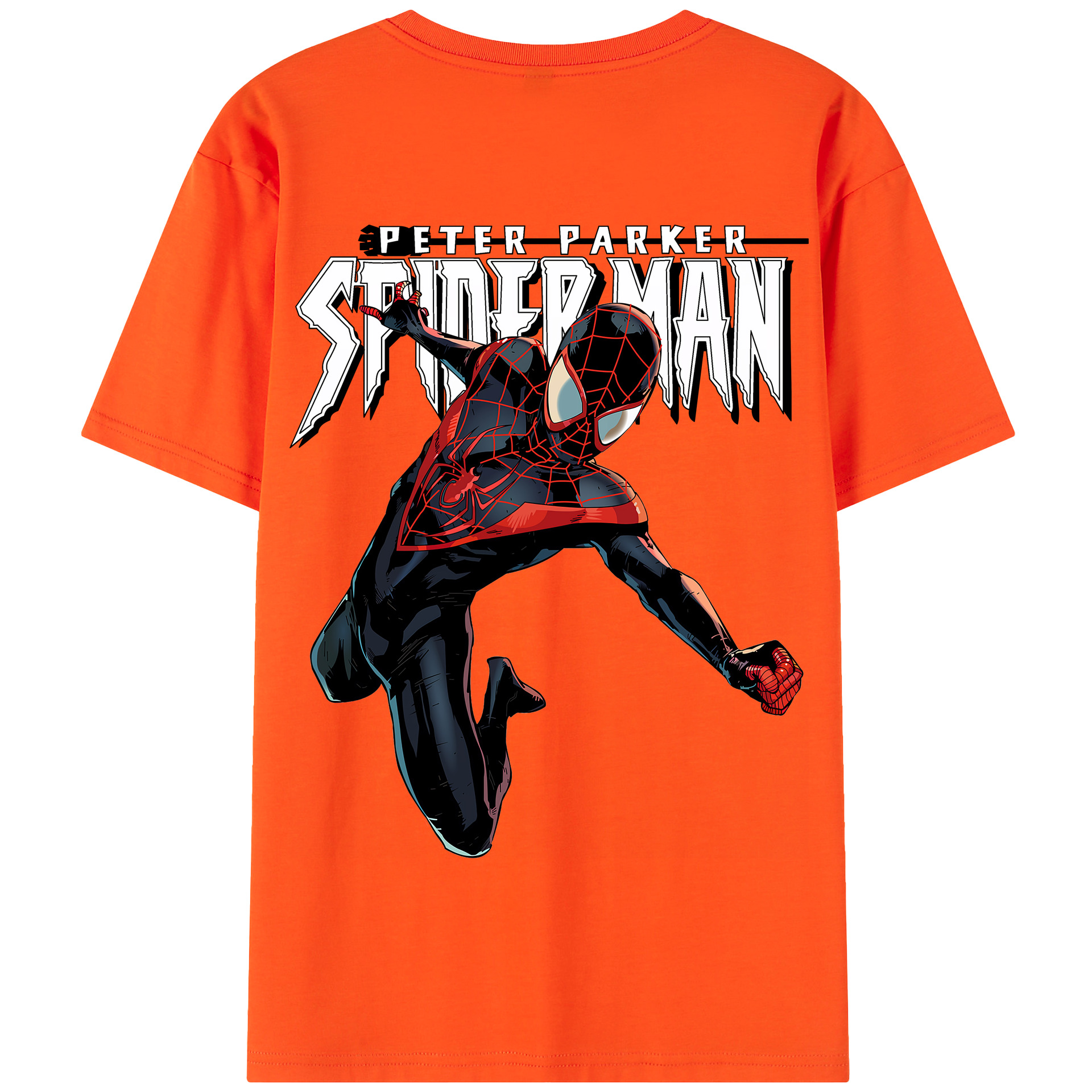 （画像用） Spider Man スパイダーマン 綿100％半袖Tシャツ（背面プリント）