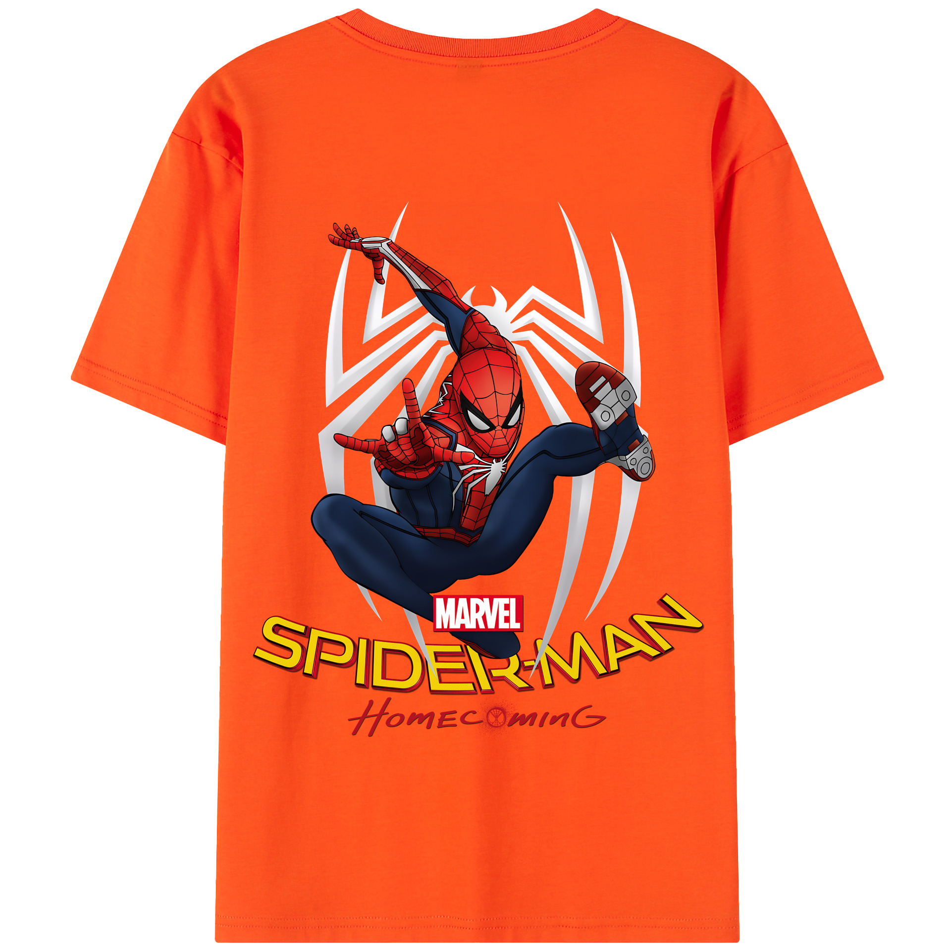 （画像用） Spider Man スパイダーマン 綿100％半袖Tシャツ（背面プリント）