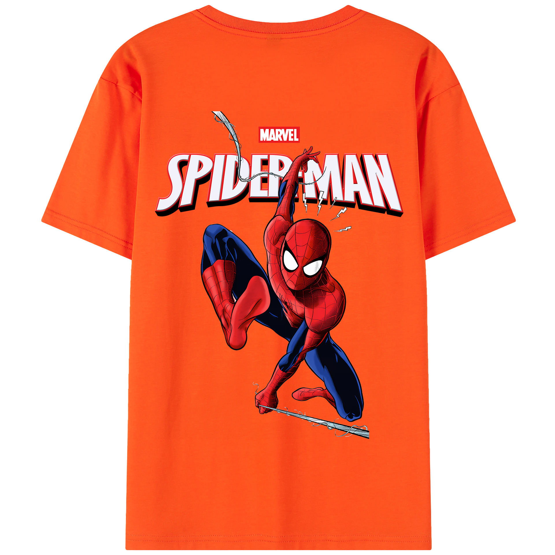 （画像用） Spider Man スパイダーマン 綿100％半袖Tシャツ（背面プリント）