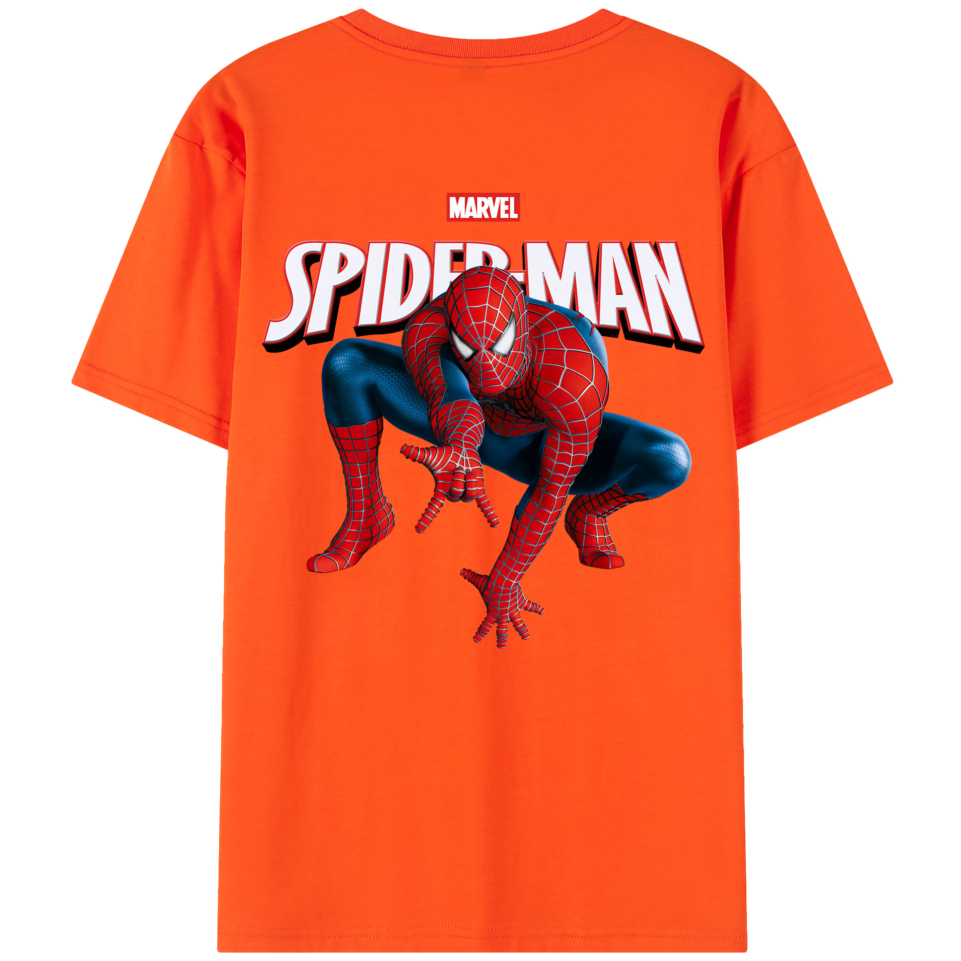 （画像用） Spider Man スパイダーマン 綿100％半袖Tシャツ（背面プリント）
