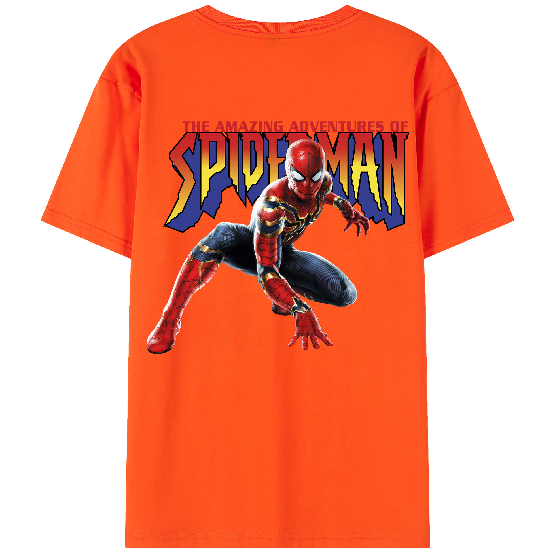 （画像用） Spider Man スパイダーマン 綿100％半袖Tシャツ（背面プリント）