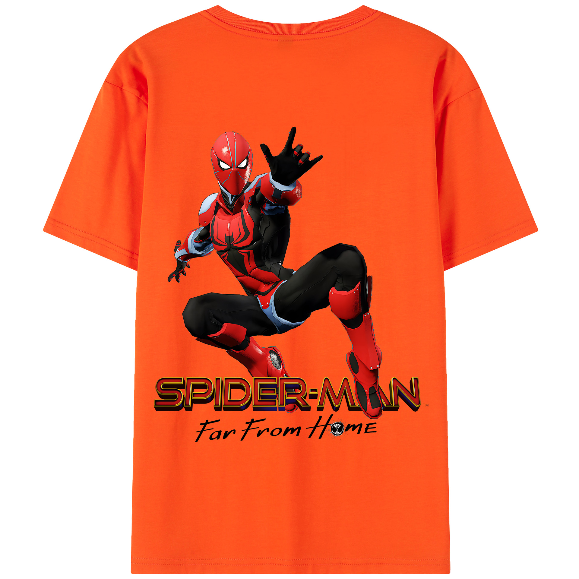 （画像用） Spider Man スパイダーマン 綿100％半袖Tシャツ（背面プリント）