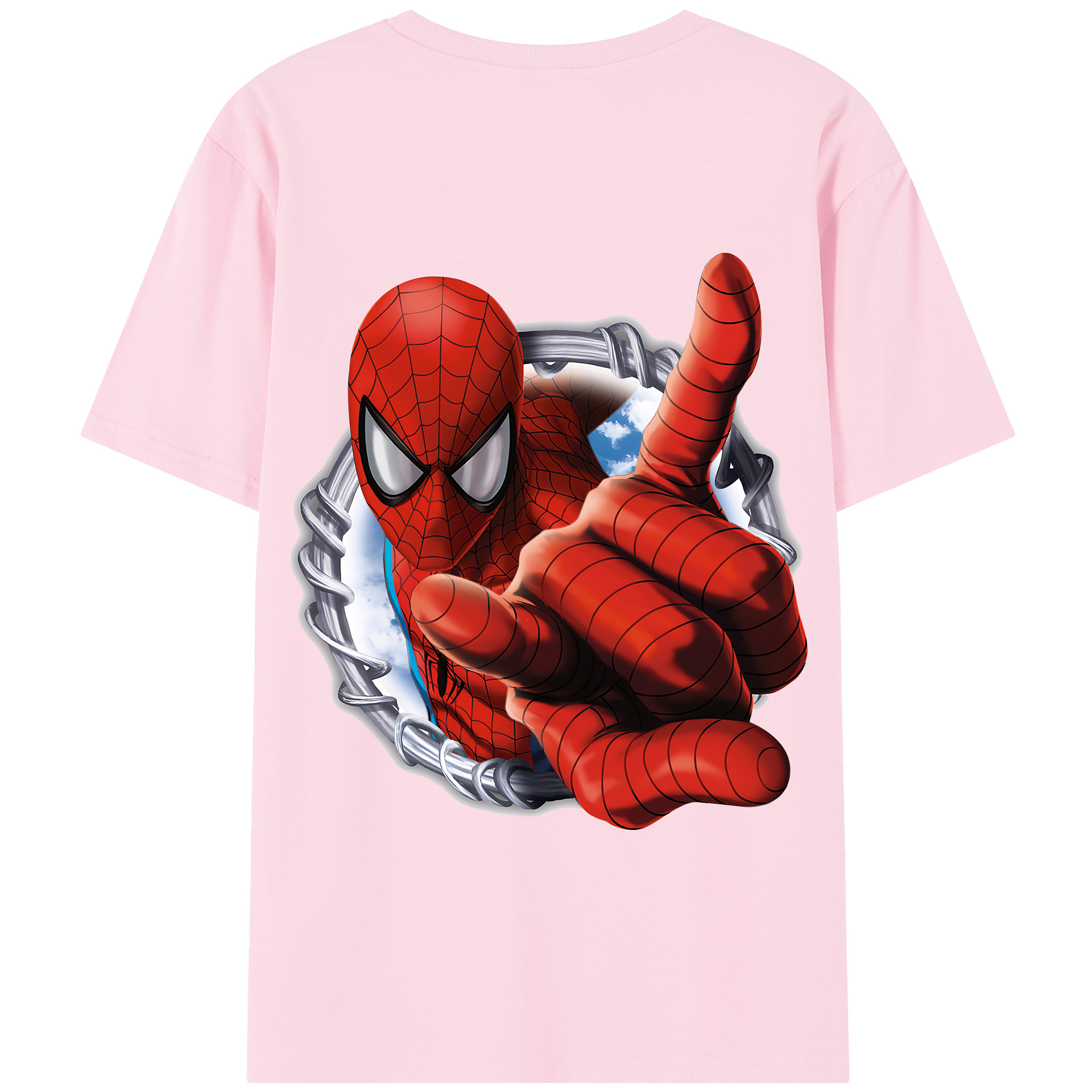 （画像用） Spider Man スパイダーマン 綿100％半袖Tシャツ（背面プリント）