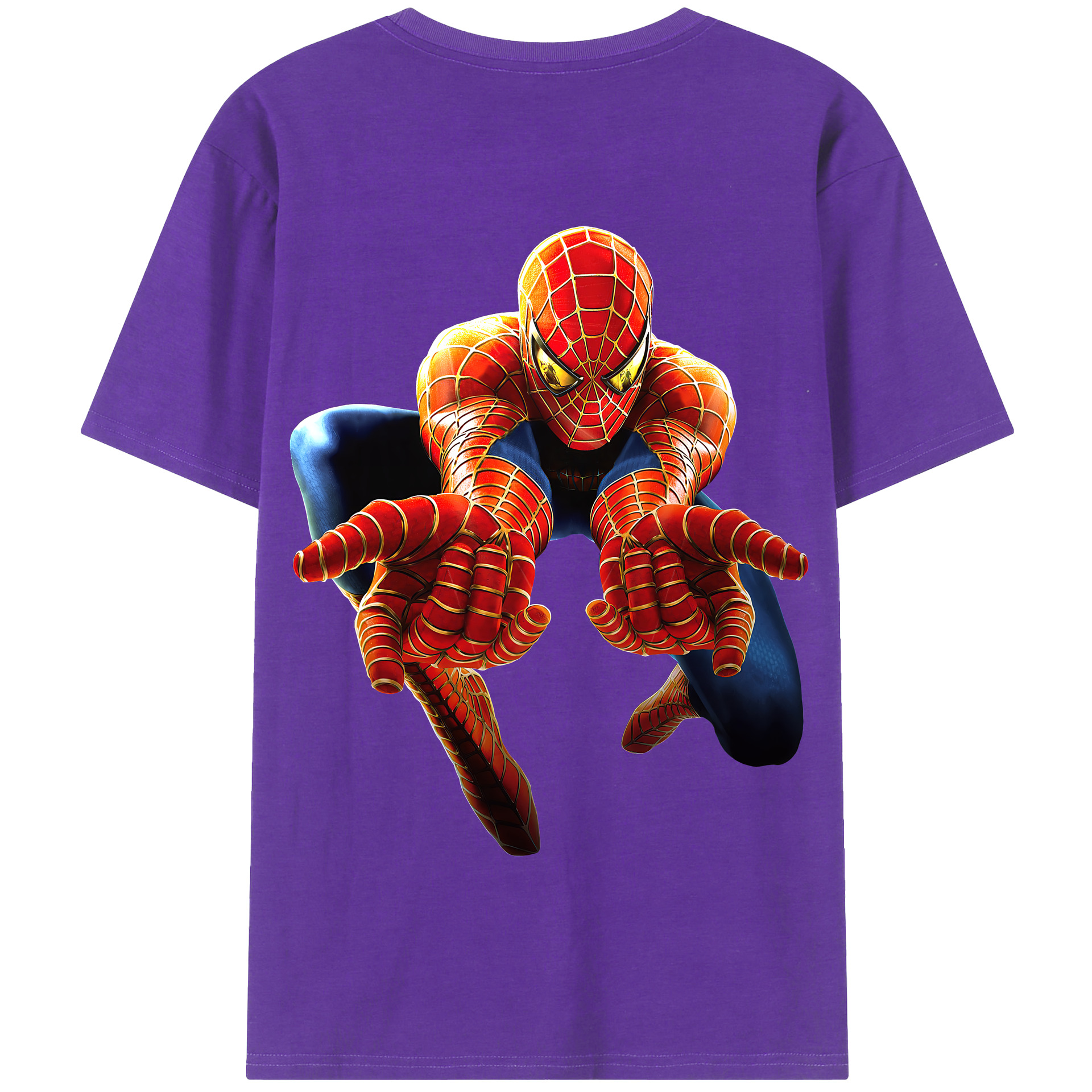 （画像用） Spider Man スパイダーマン 綿100％半袖Tシャツ（背面プリント）