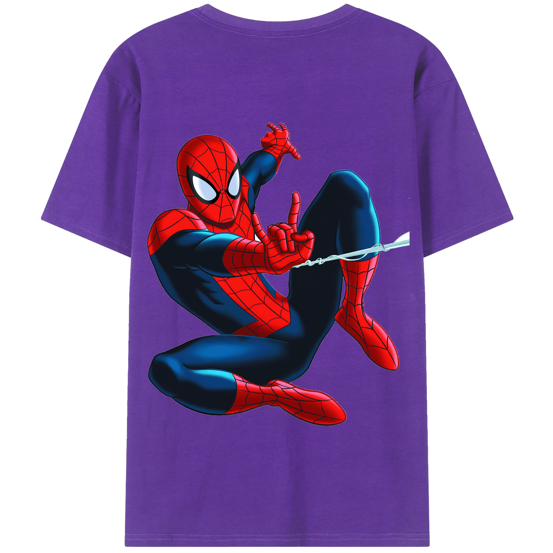 （画像用） Spider Man スパイダーマン 綿100％半袖Tシャツ（背面プリント）