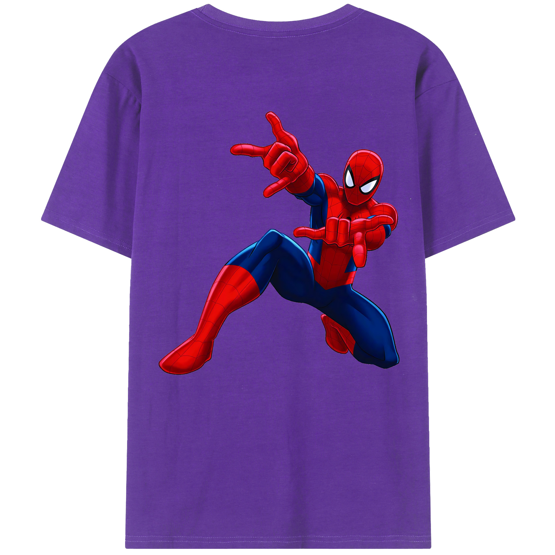 （画像用） Spider Man スパイダーマン 綿100％半袖Tシャツ（背面プリント）