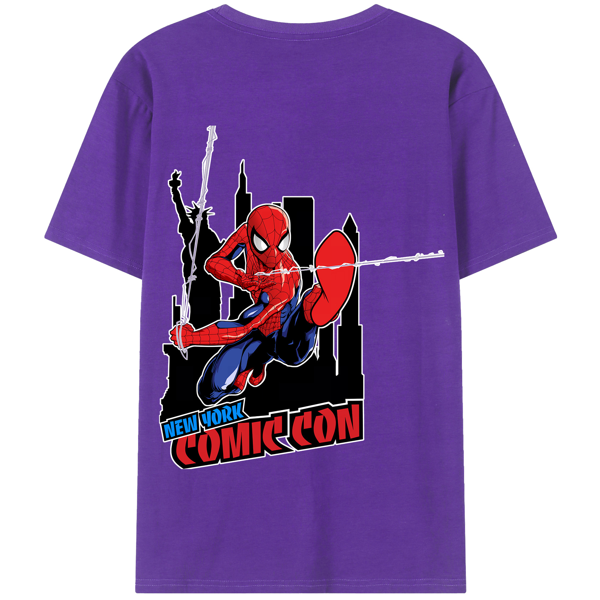 Spider Man スパイダーマン 綿100％半袖Tシャツ（背面プリント）
