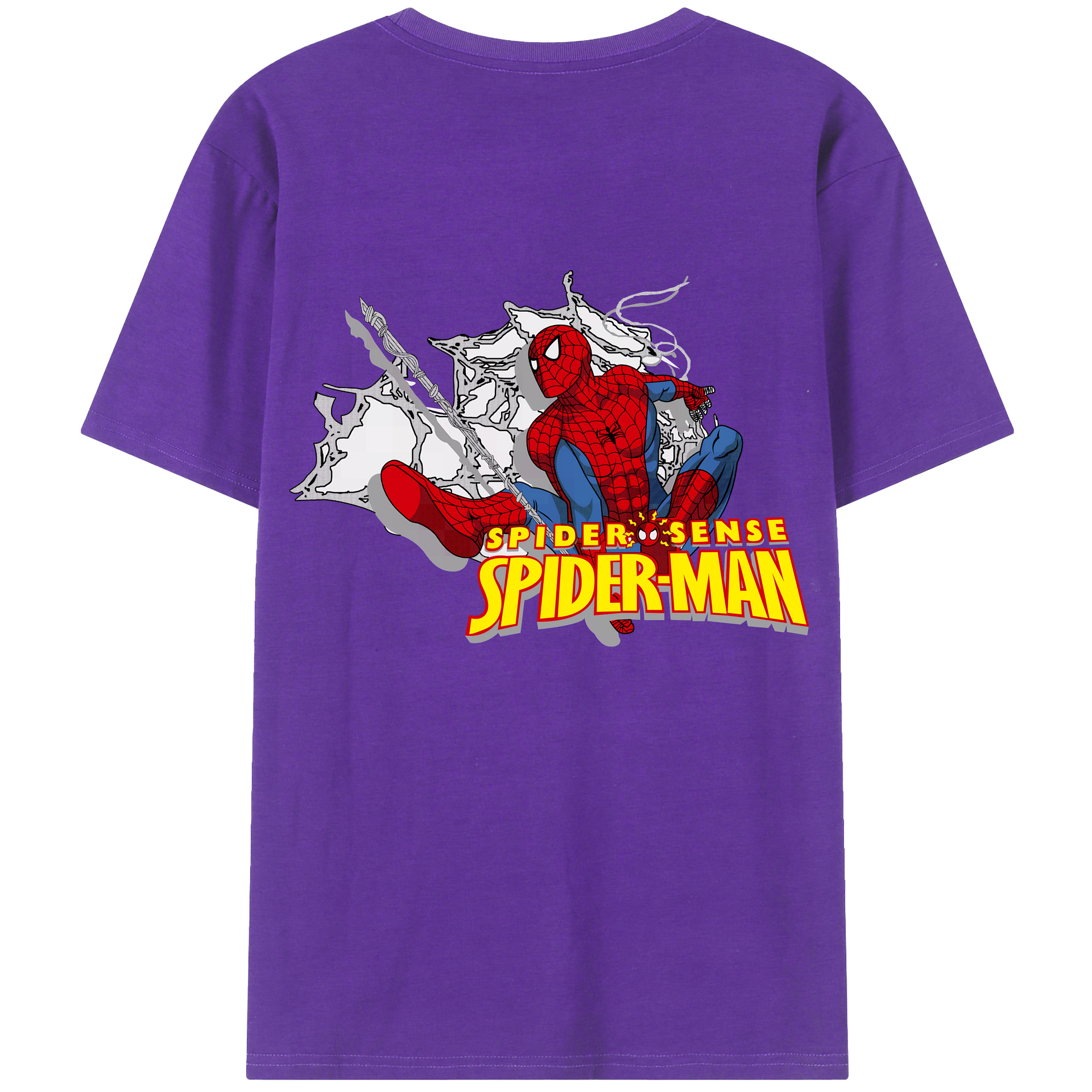 （画像用） Spider Man スパイダーマン 綿100％半袖Tシャツ（背面プリント）