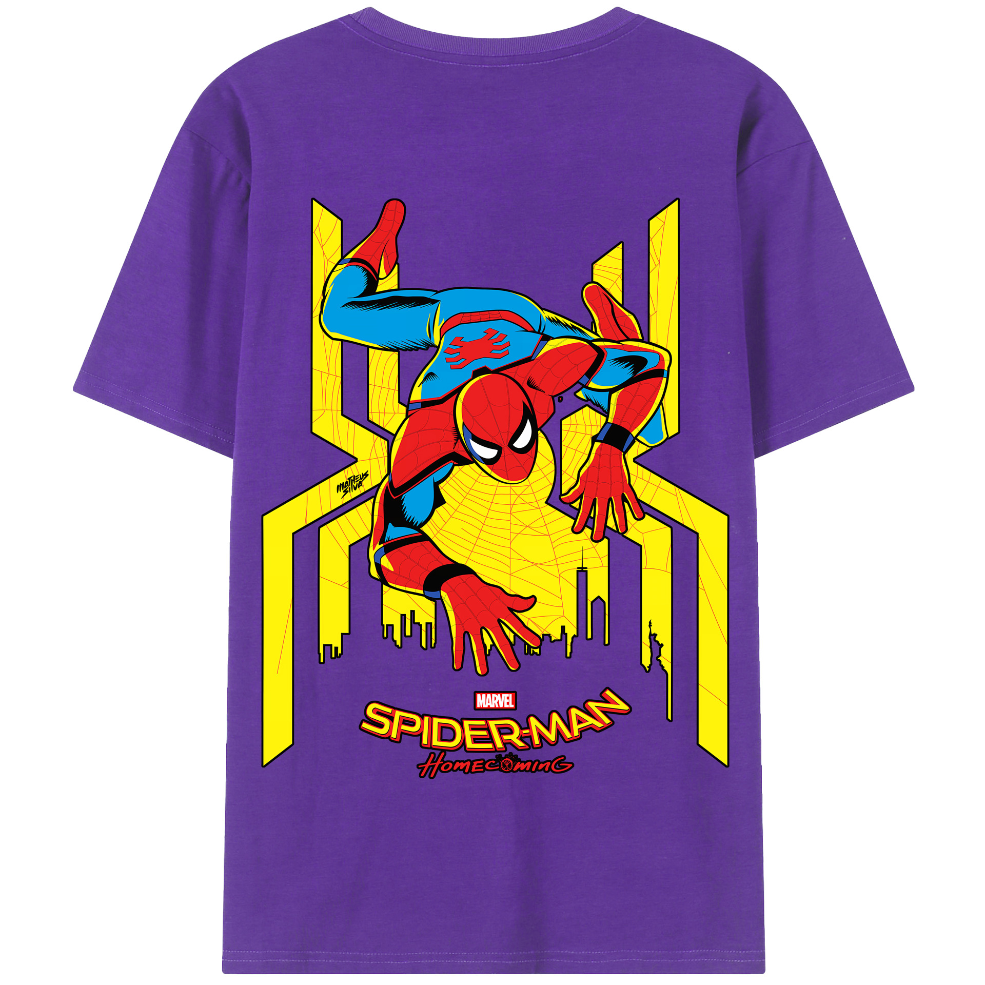 （画像用） Spider Man スパイダーマン 綿100％半袖Tシャツ（背面プリント）