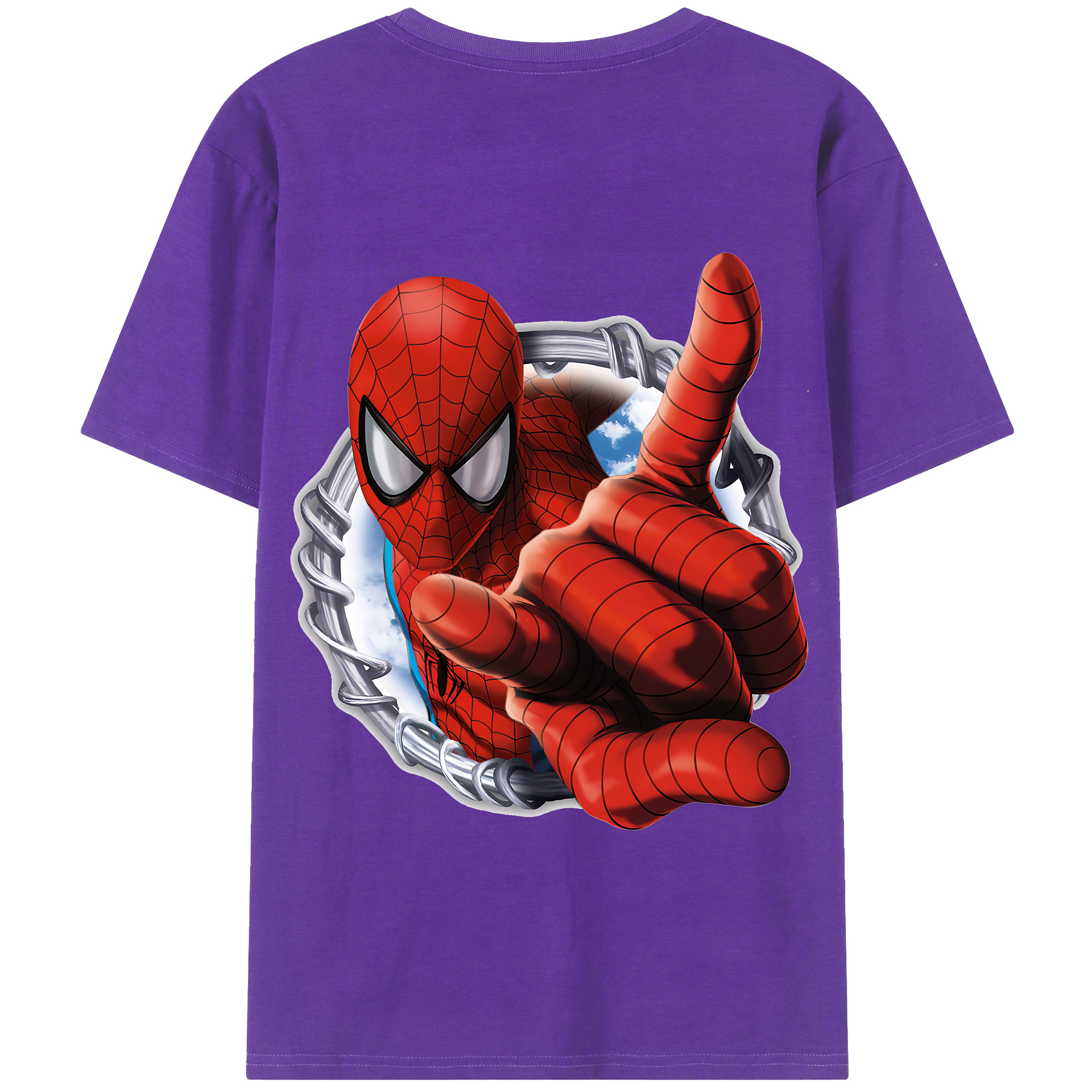 （画像用） Spider Man スパイダーマン 綿100％半袖Tシャツ（背面プリント）