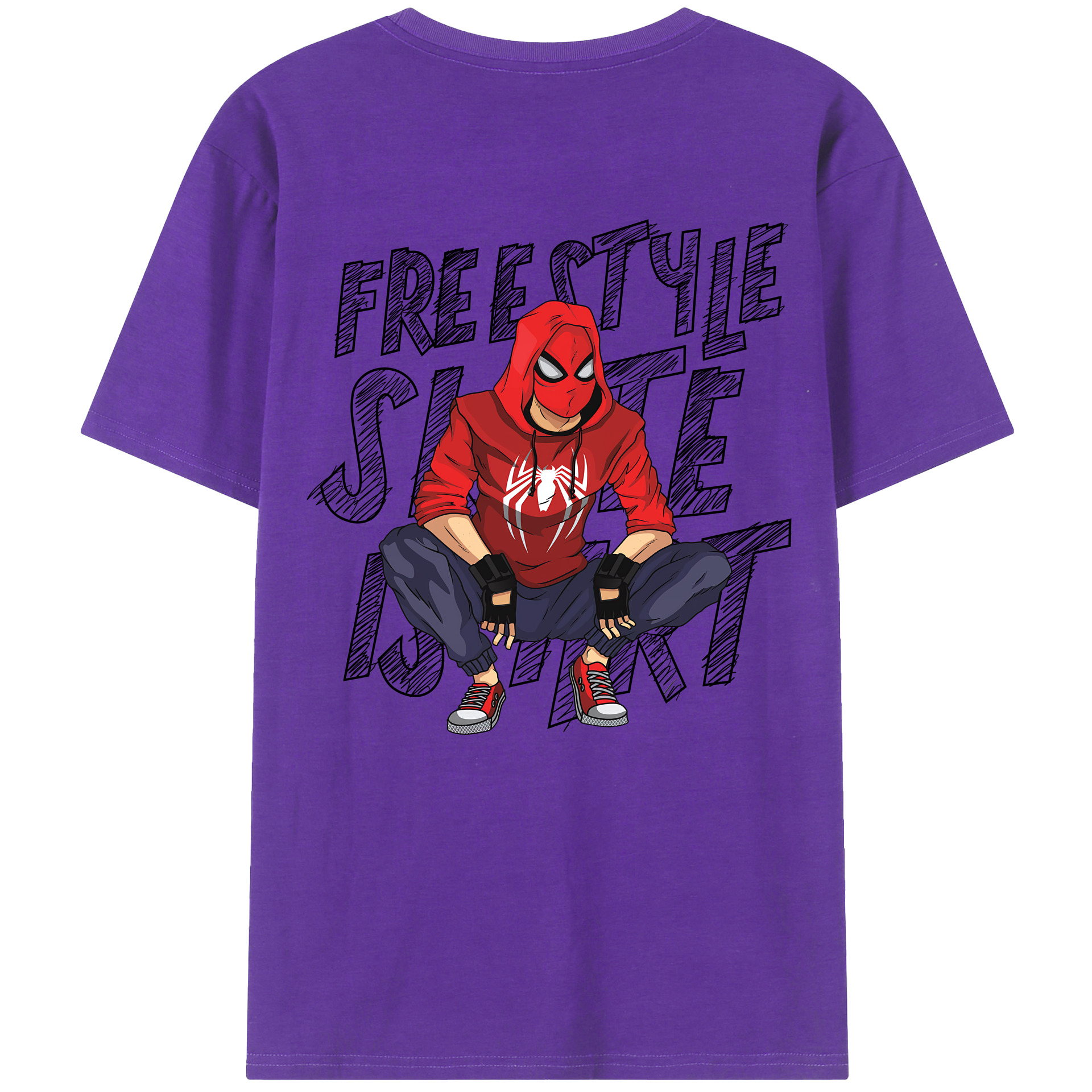 （画像用） Spider Man スパイダーマン 綿100％半袖Tシャツ（背面プリント）