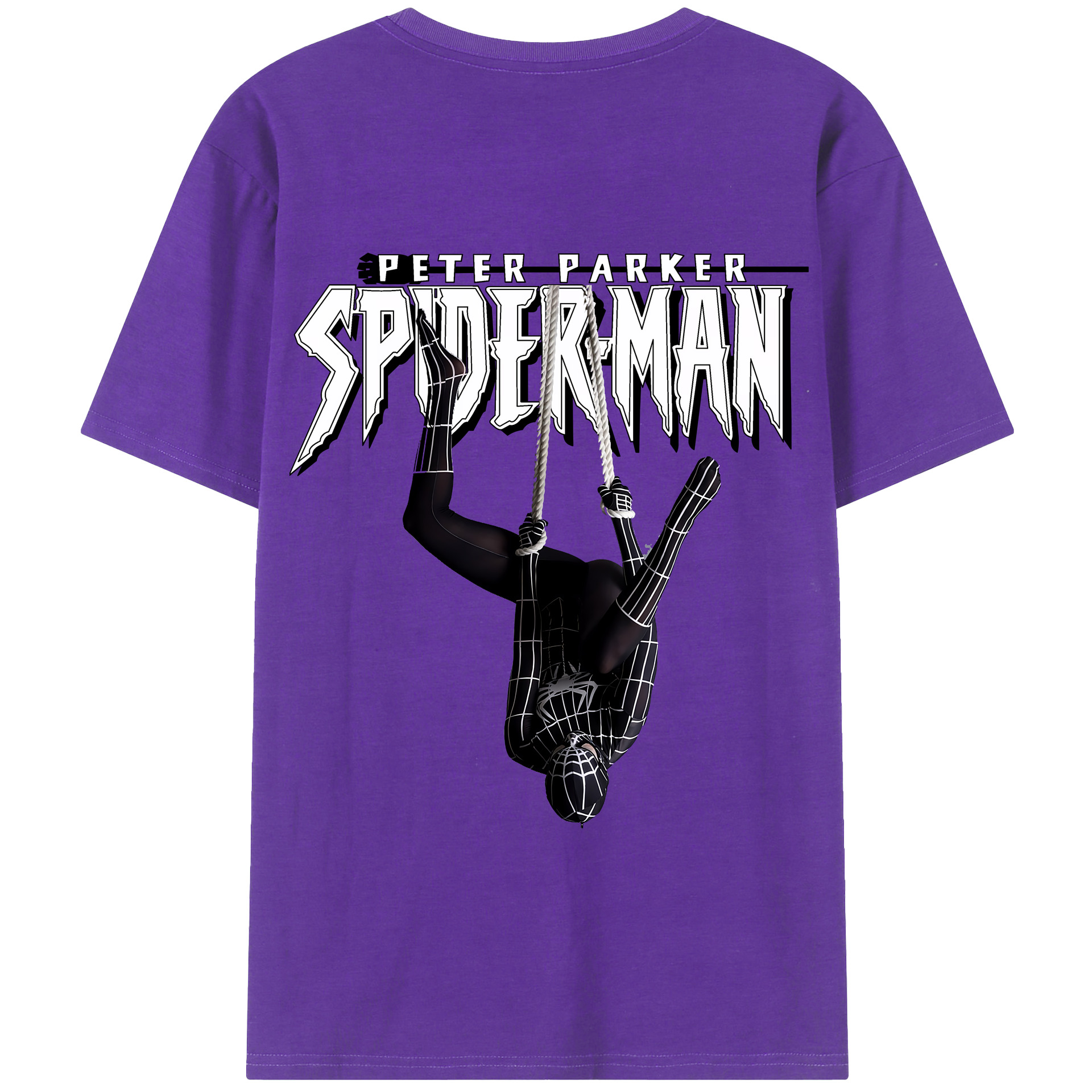 （画像用） Spider Man スパイダーマン 綿100％半袖Tシャツ（背面プリント）