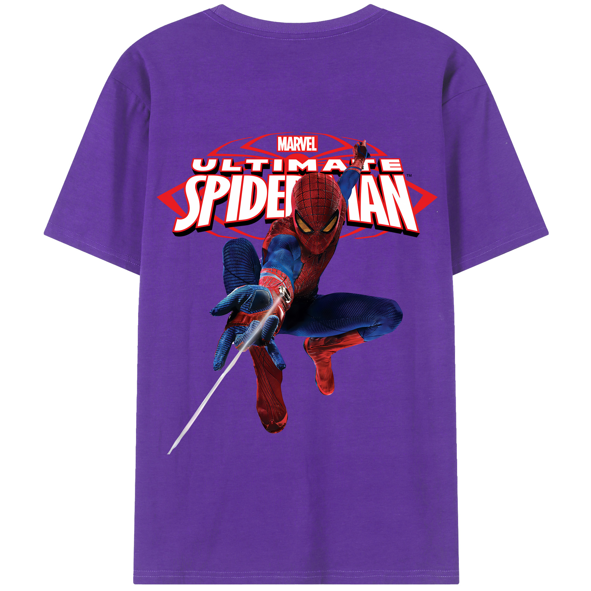 （画像用） Spider Man スパイダーマン 綿100％半袖Tシャツ（背面プリント）