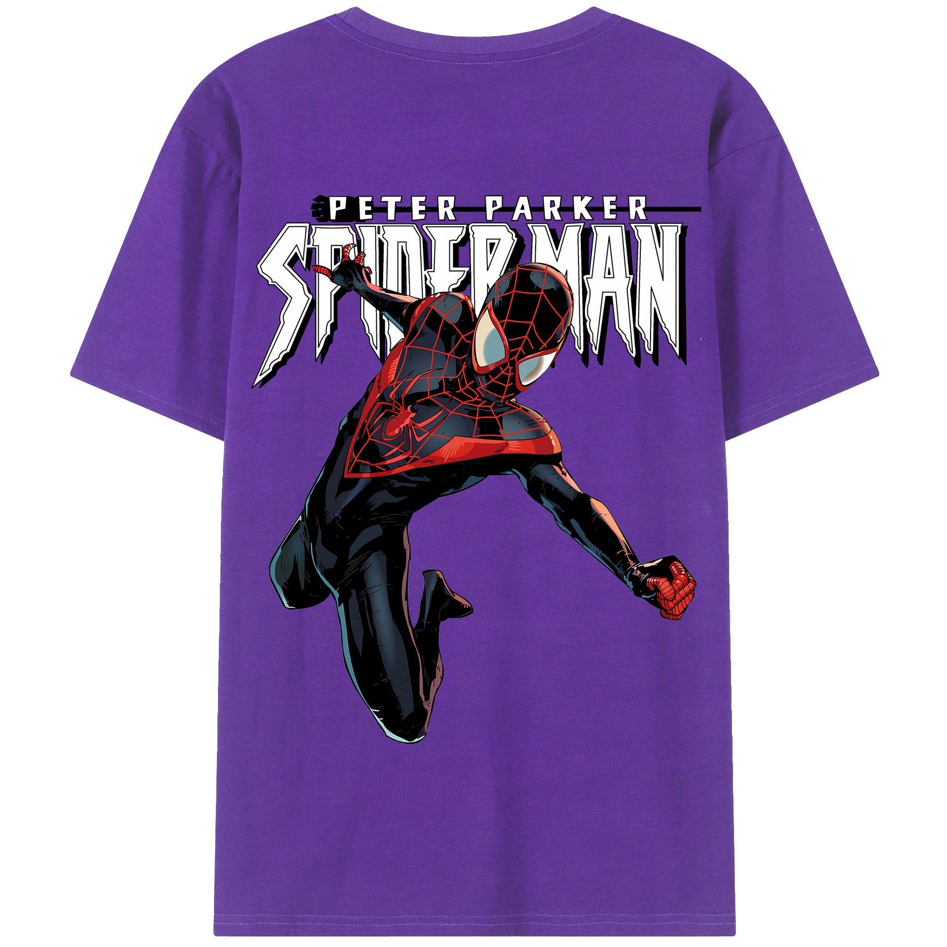 （画像用） Spider Man スパイダーマン 綿100％半袖Tシャツ（背面プリント）