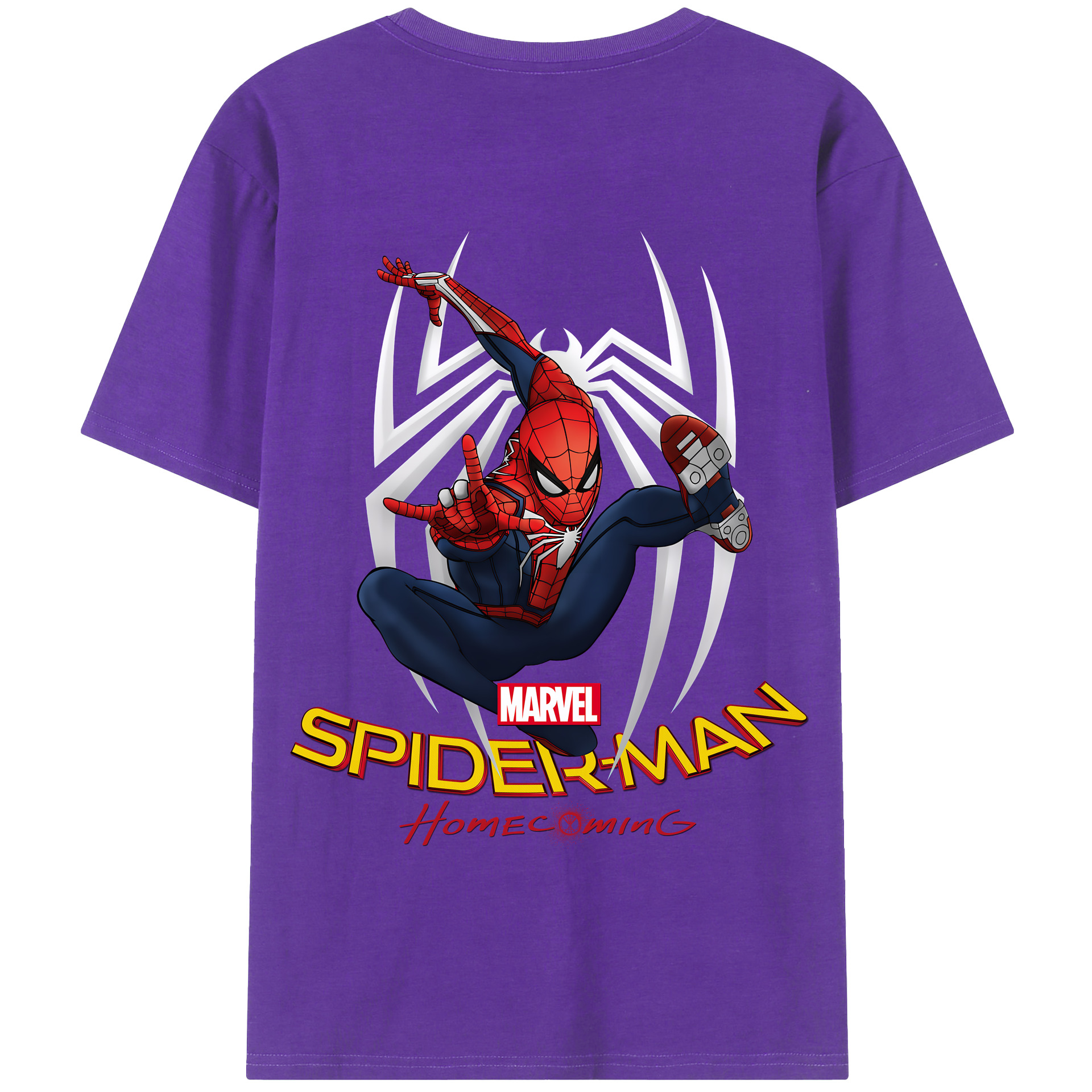 （画像用） Spider Man スパイダーマン 綿100％半袖Tシャツ（背面プリント）
