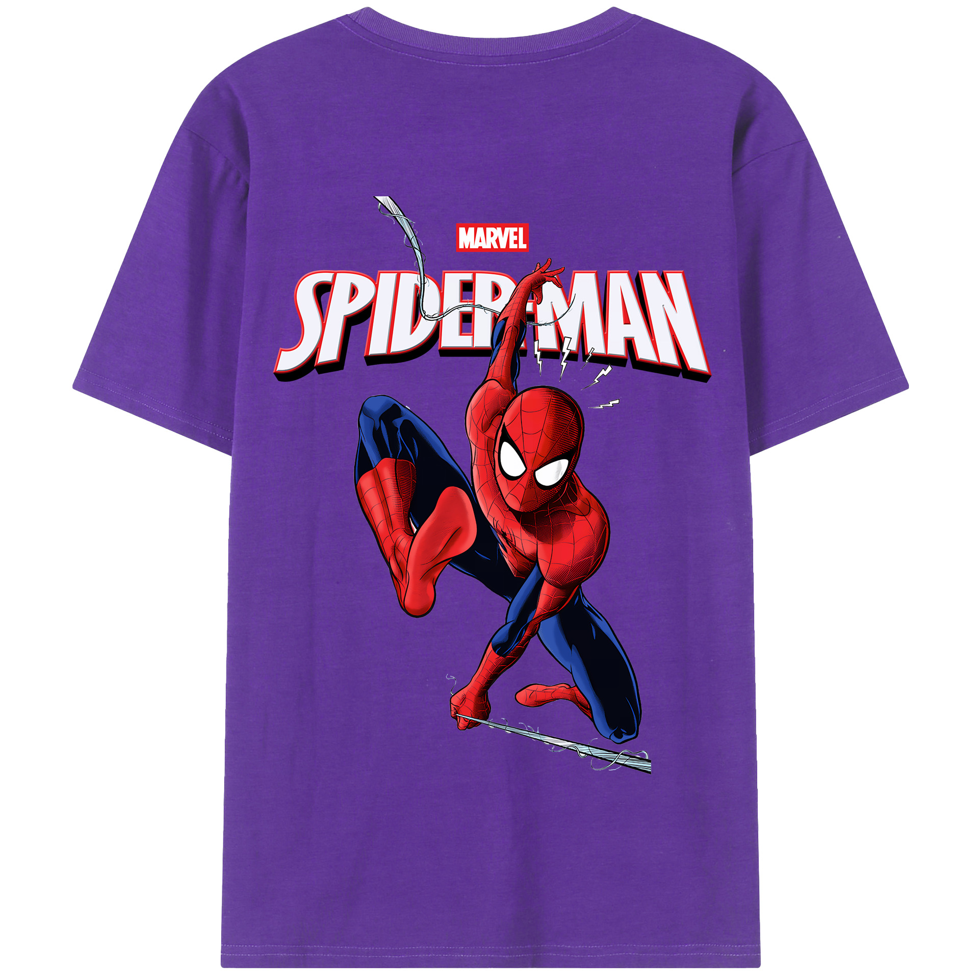 （画像用） Spider Man スパイダーマン 綿100％半袖Tシャツ（背面プリント）