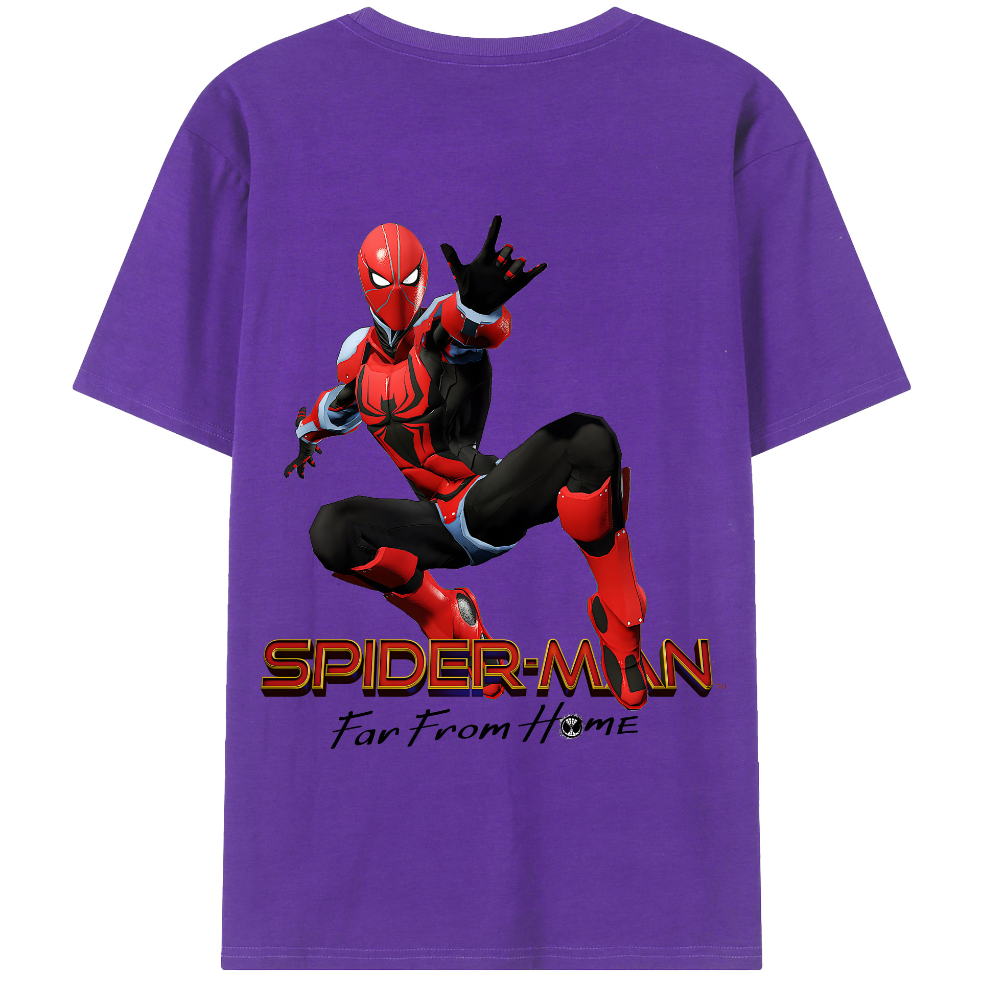 （画像用） Spider Man スパイダーマン 綿100％半袖Tシャツ（背面プリント）
