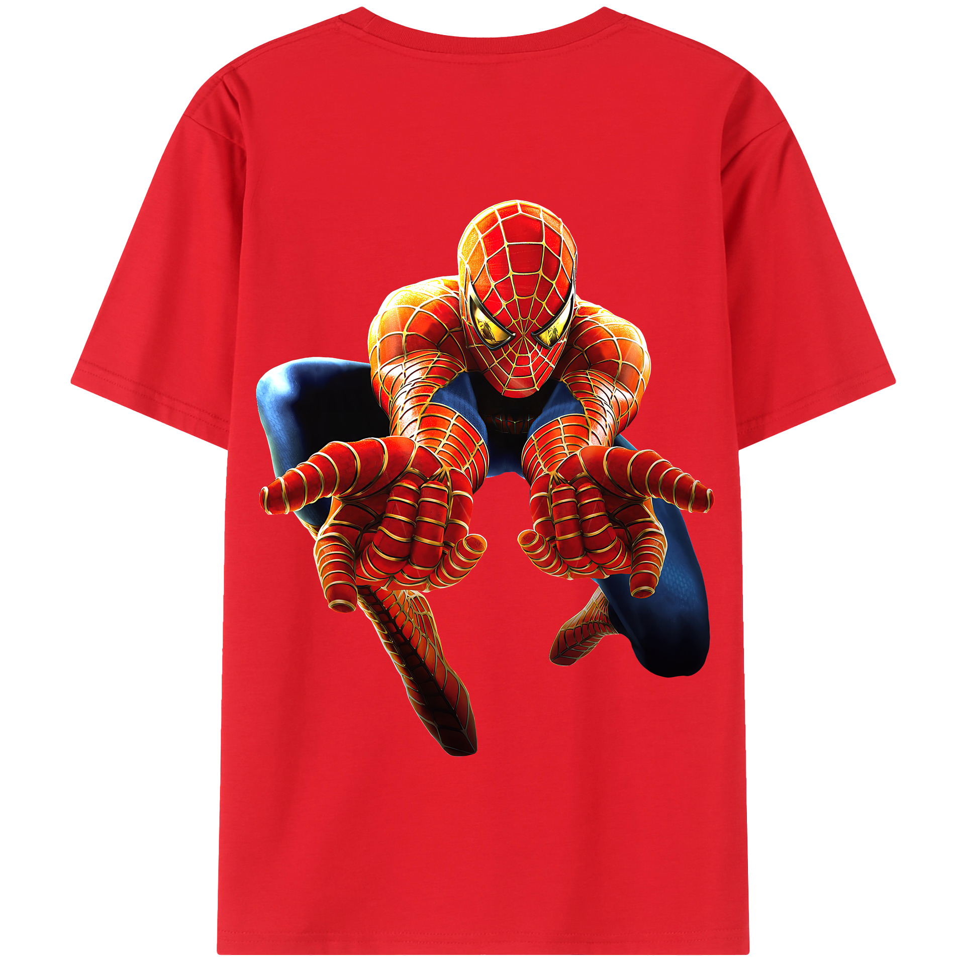 （画像用） Spider Man スパイダーマン 綿100％半袖Tシャツ（背面プリント）