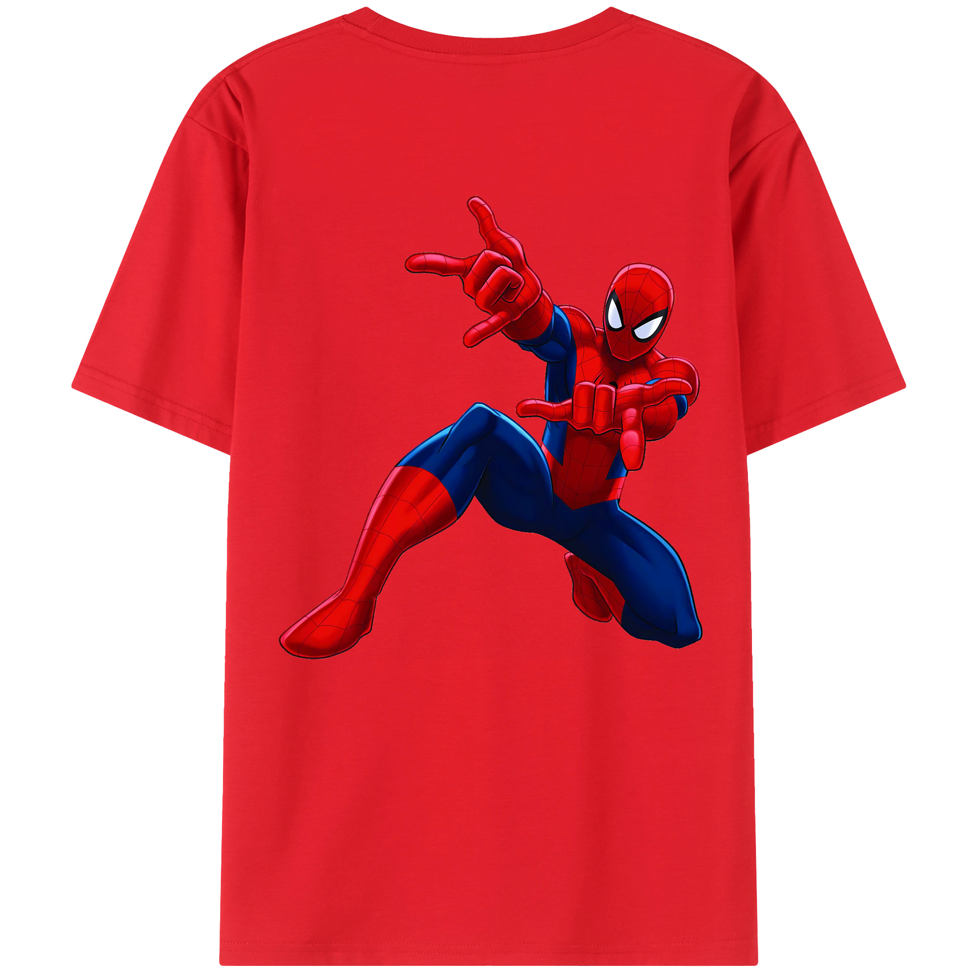 （画像用） Spider Man スパイダーマン 綿100％半袖Tシャツ（背面プリント）