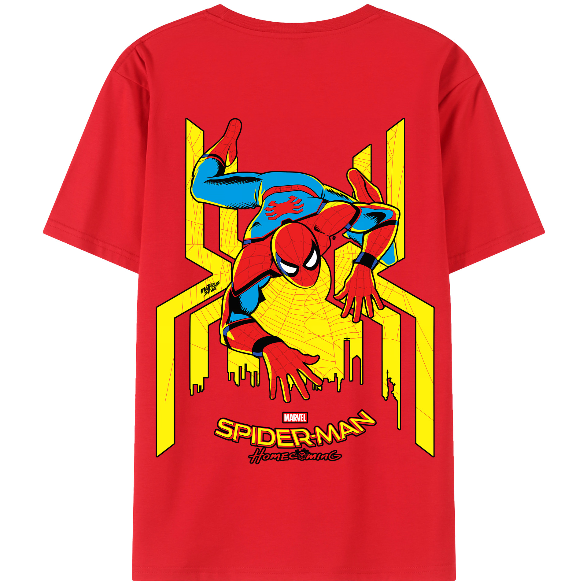 （画像用） Spider Man スパイダーマン 綿100％半袖Tシャツ（背面プリント）