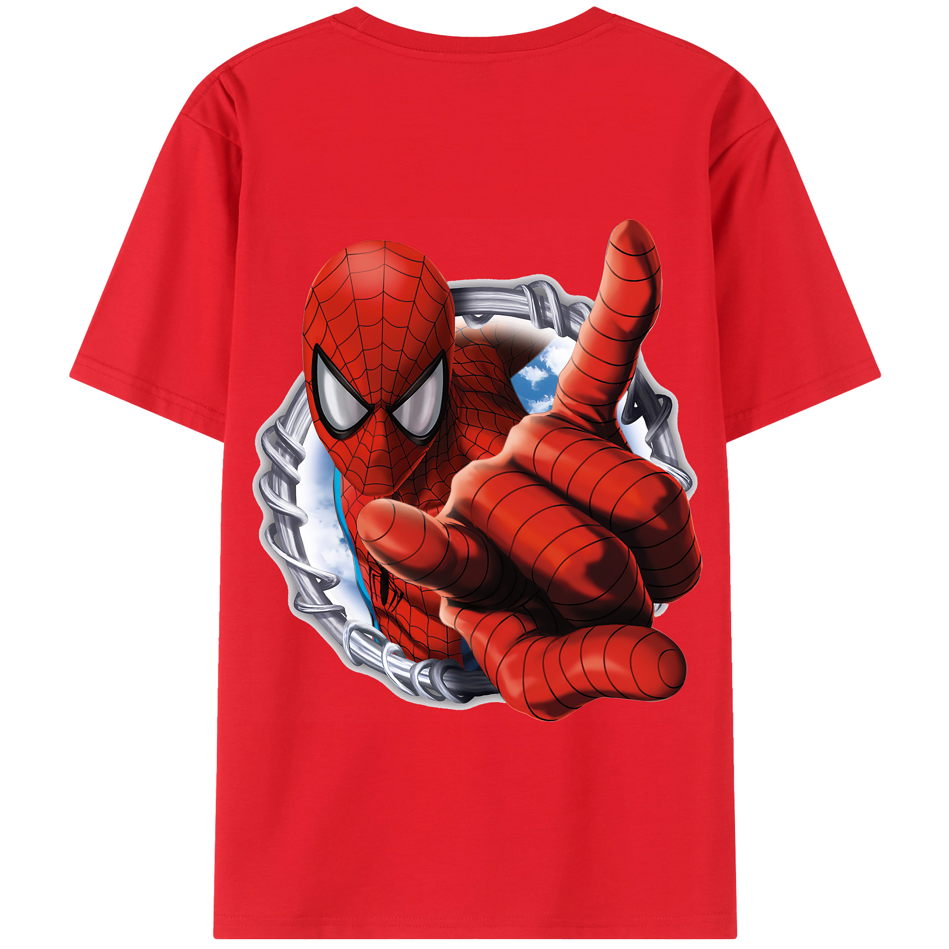 （画像用） Spider Man スパイダーマン 綿100％半袖Tシャツ（背面プリント）