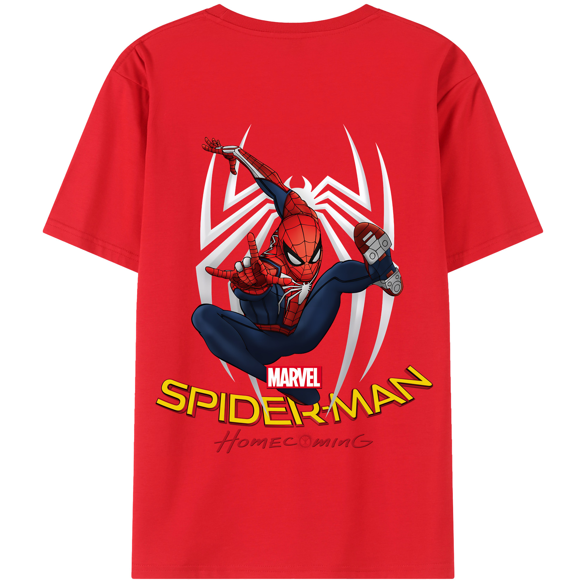 （画像用） Spider Man スパイダーマン 綿100％半袖Tシャツ（背面プリント）