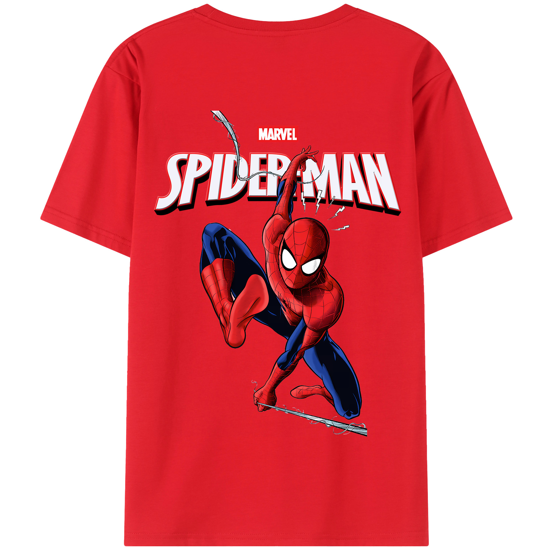 （画像用） Spider Man スパイダーマン 綿100％半袖Tシャツ（背面プリント）