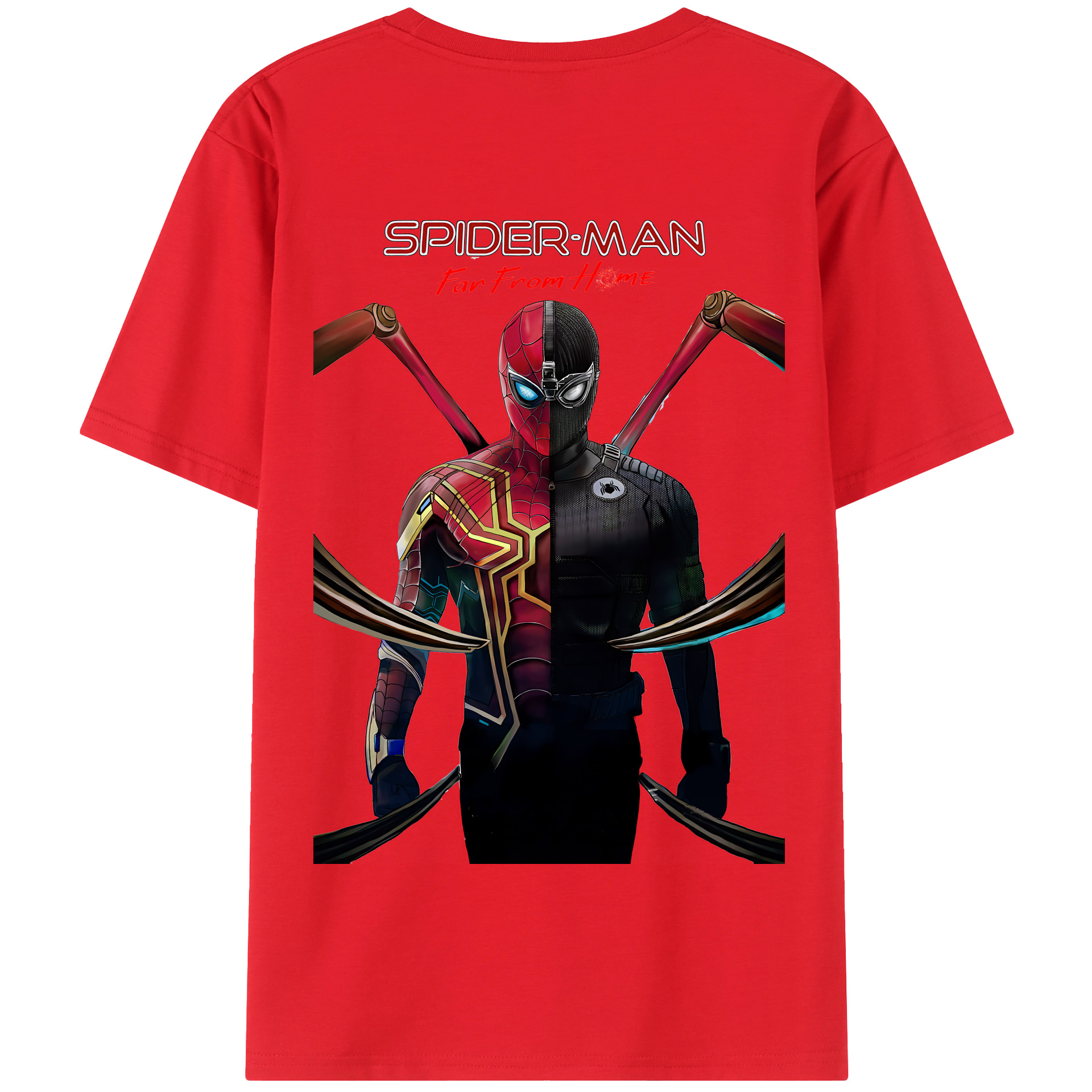 （画像用） Spider Man スパイダーマン 綿100％半袖Tシャツ（背面プリント）
