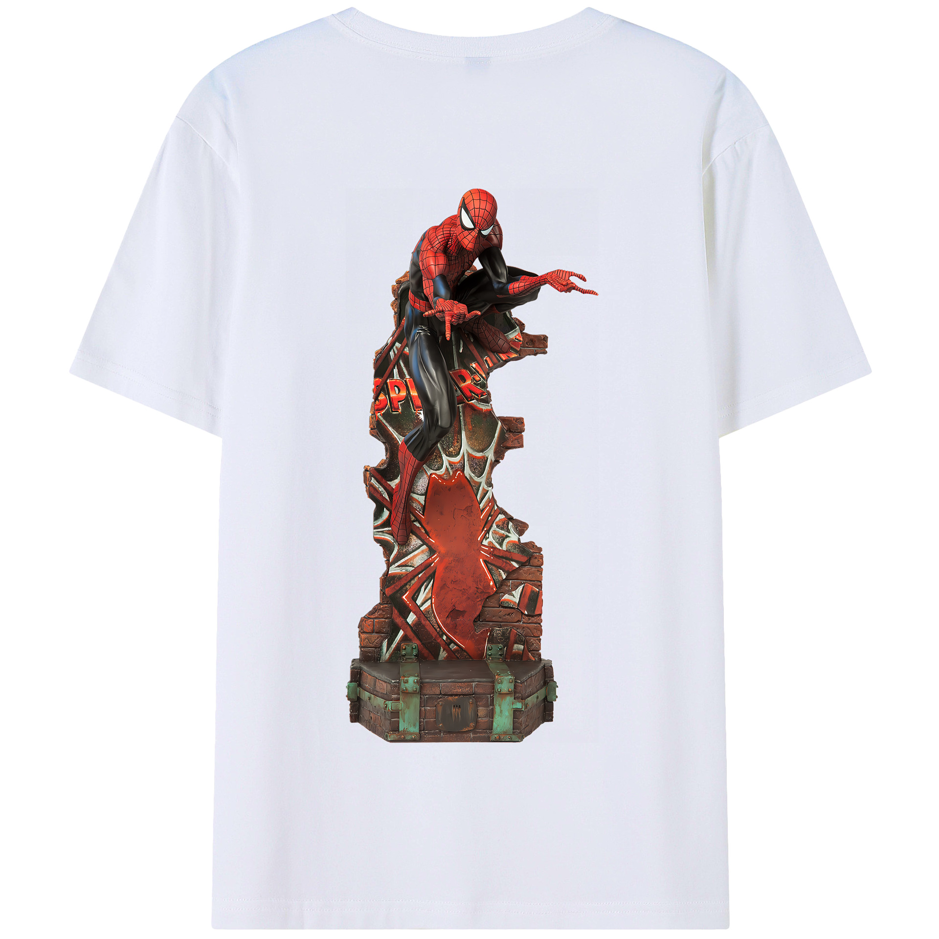 （画像用） Spider Man スパイダーマン 綿100％半袖Tシャツ（背面プリント）