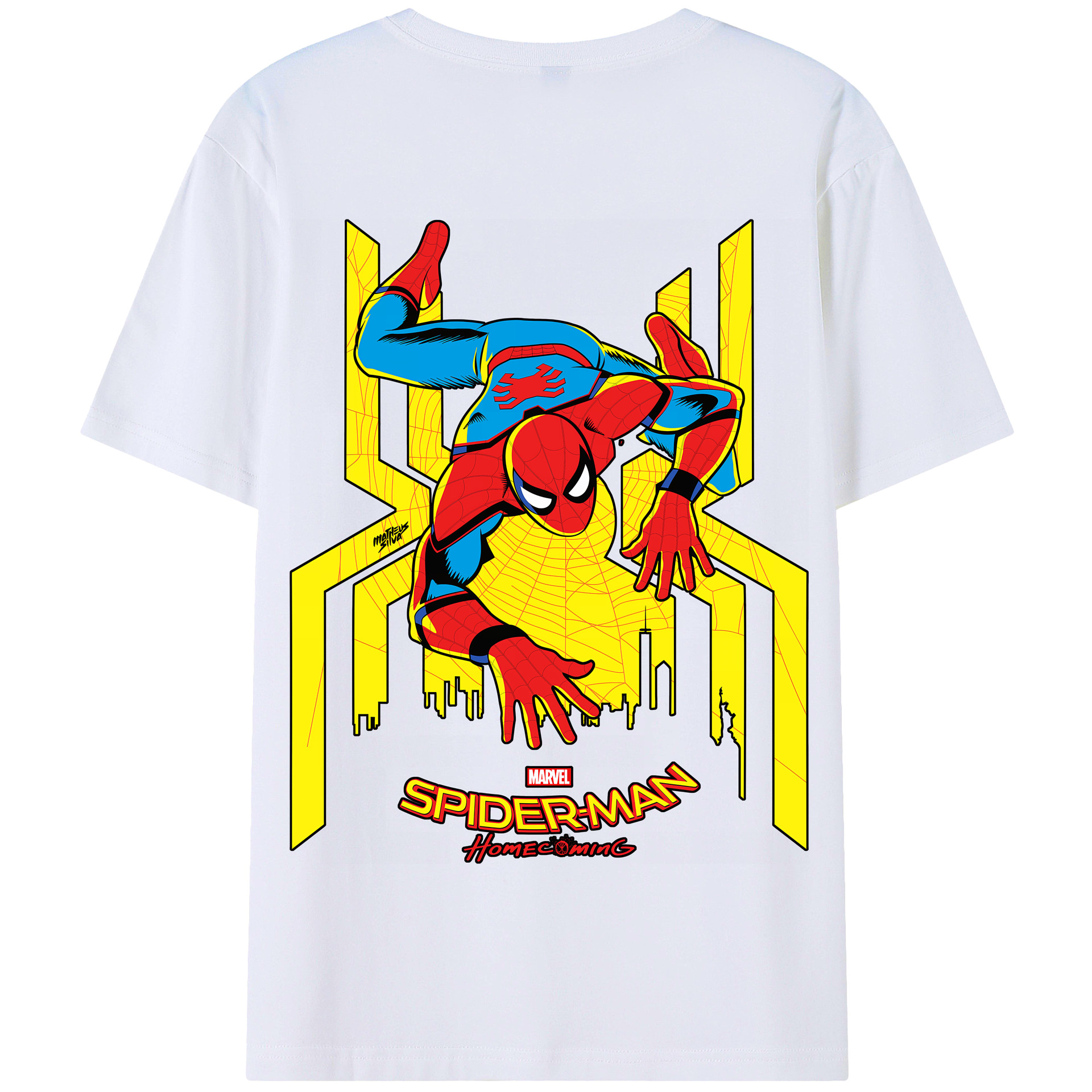 （画像用） Spider Man スパイダーマン 綿100％半袖Tシャツ（背面プリント）