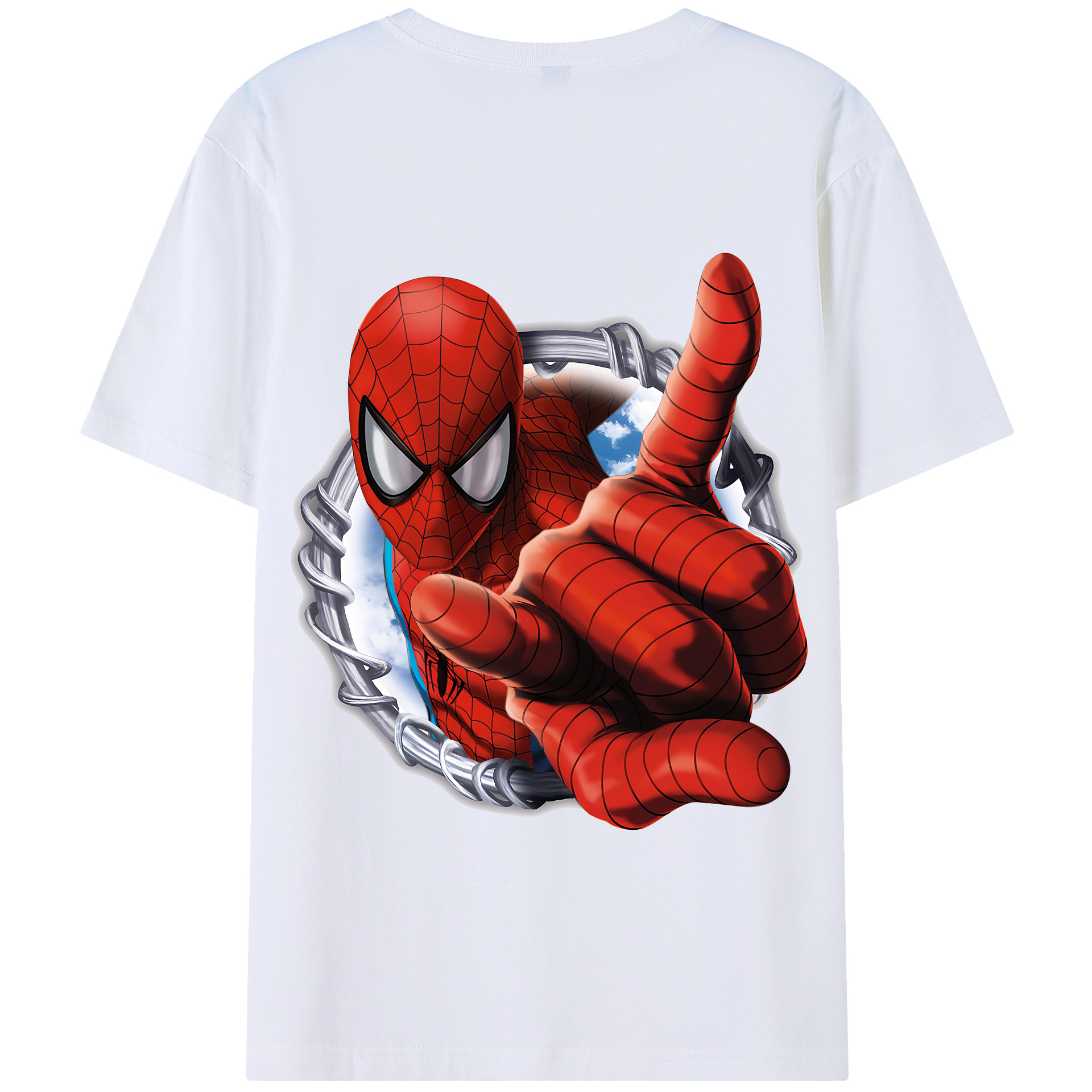 （画像用） Spider Man スパイダーマン 綿100％半袖Tシャツ（背面プリント）